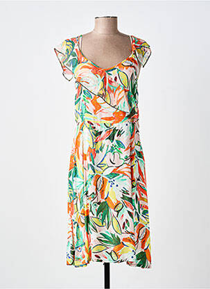 Rochie midi imprimeu floral mâneci scurte verde PAUL BRIAL femeie