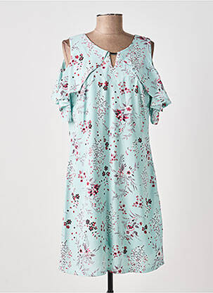Rochie scurtă imprimeu floral mâneci scurte albastru MOKA'S femeie