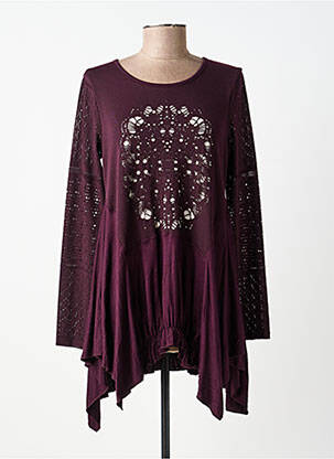 Tunică mâneci lungi guler rotund violet SUN LIGHT femeie