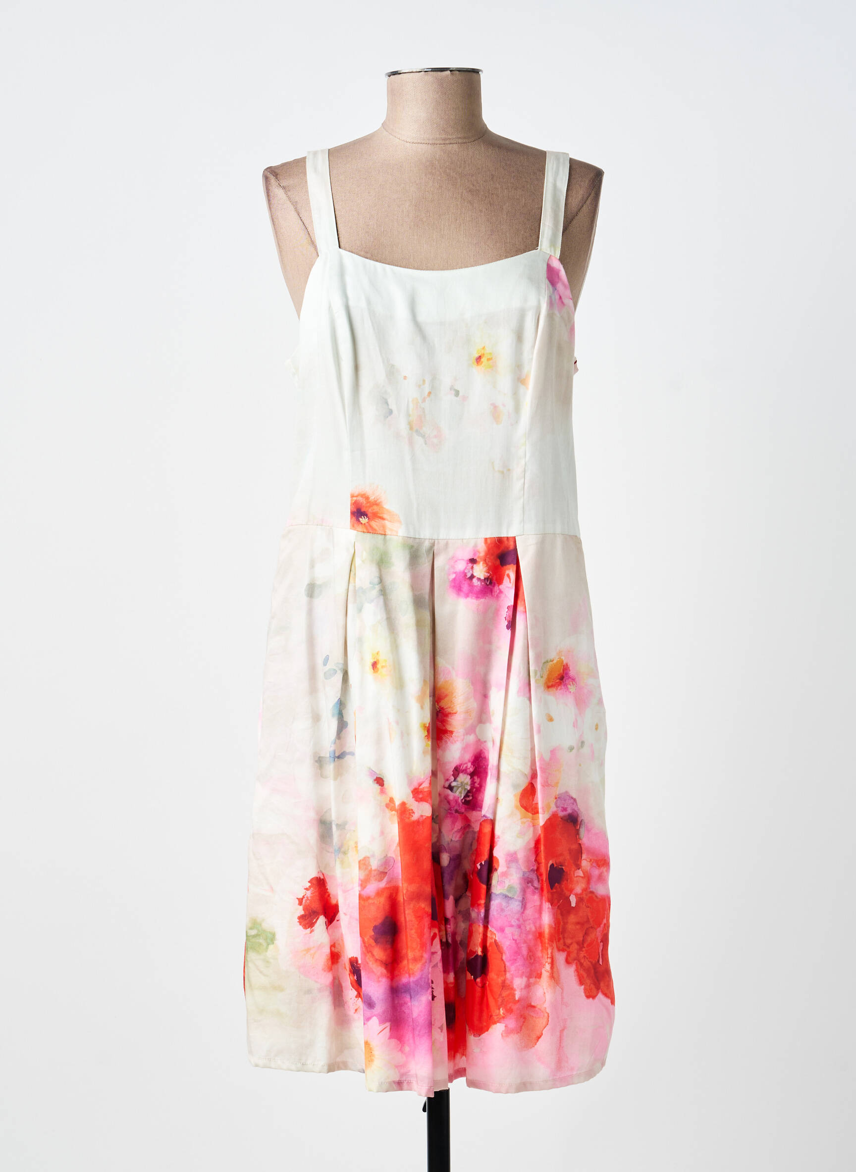 Rochie midi imprimeu floral bretele subțiri roșu PAUL BRIAL femeie