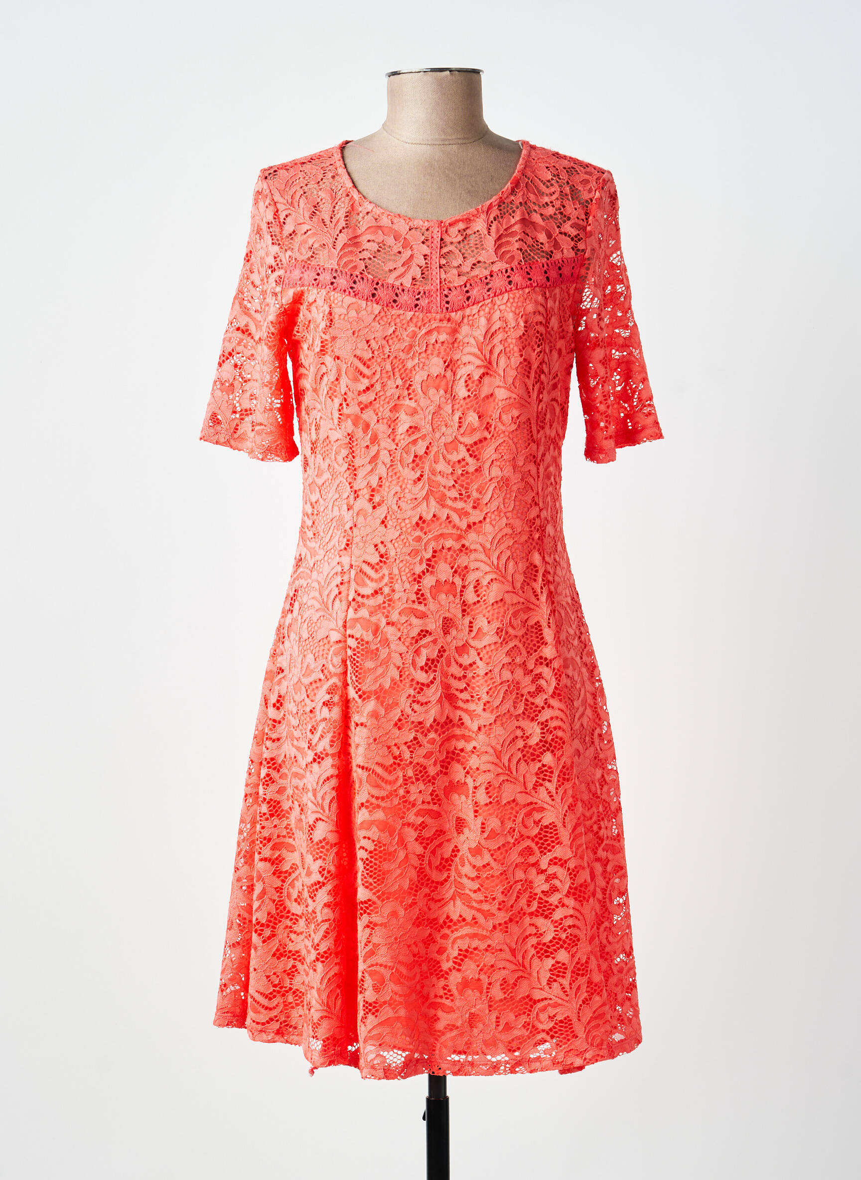Rochie midi mâneci scurte mâneci scurte portocalie MOKA'S femeie
