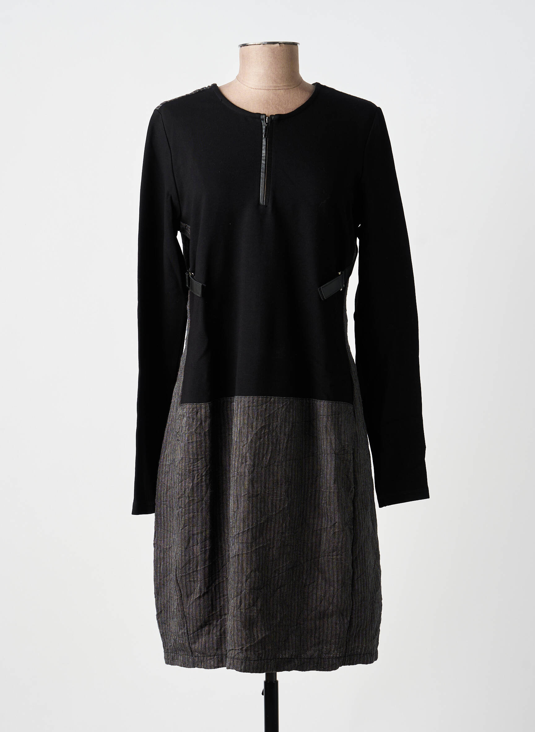 Rochie midi mâneci lungi mâneci lungi negru LAUREN VIDAL femeie