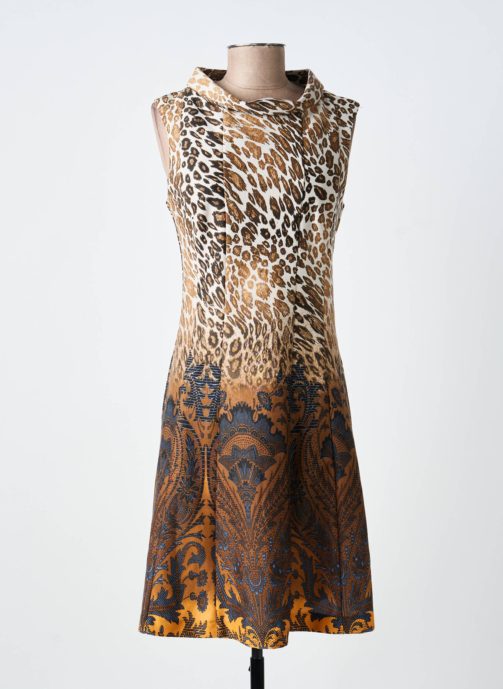 Rochie midi croială fluidă fără mâneci maro PAUL BRIAL femeie
