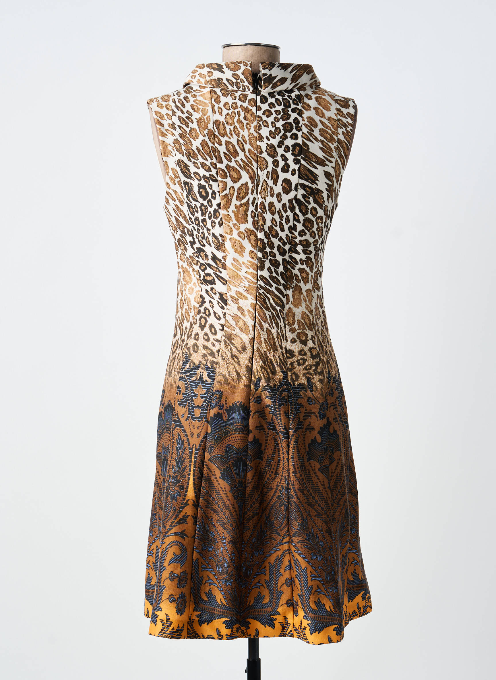 Rochie midi croială fluidă fără mâneci maro PAUL BRIAL femeie