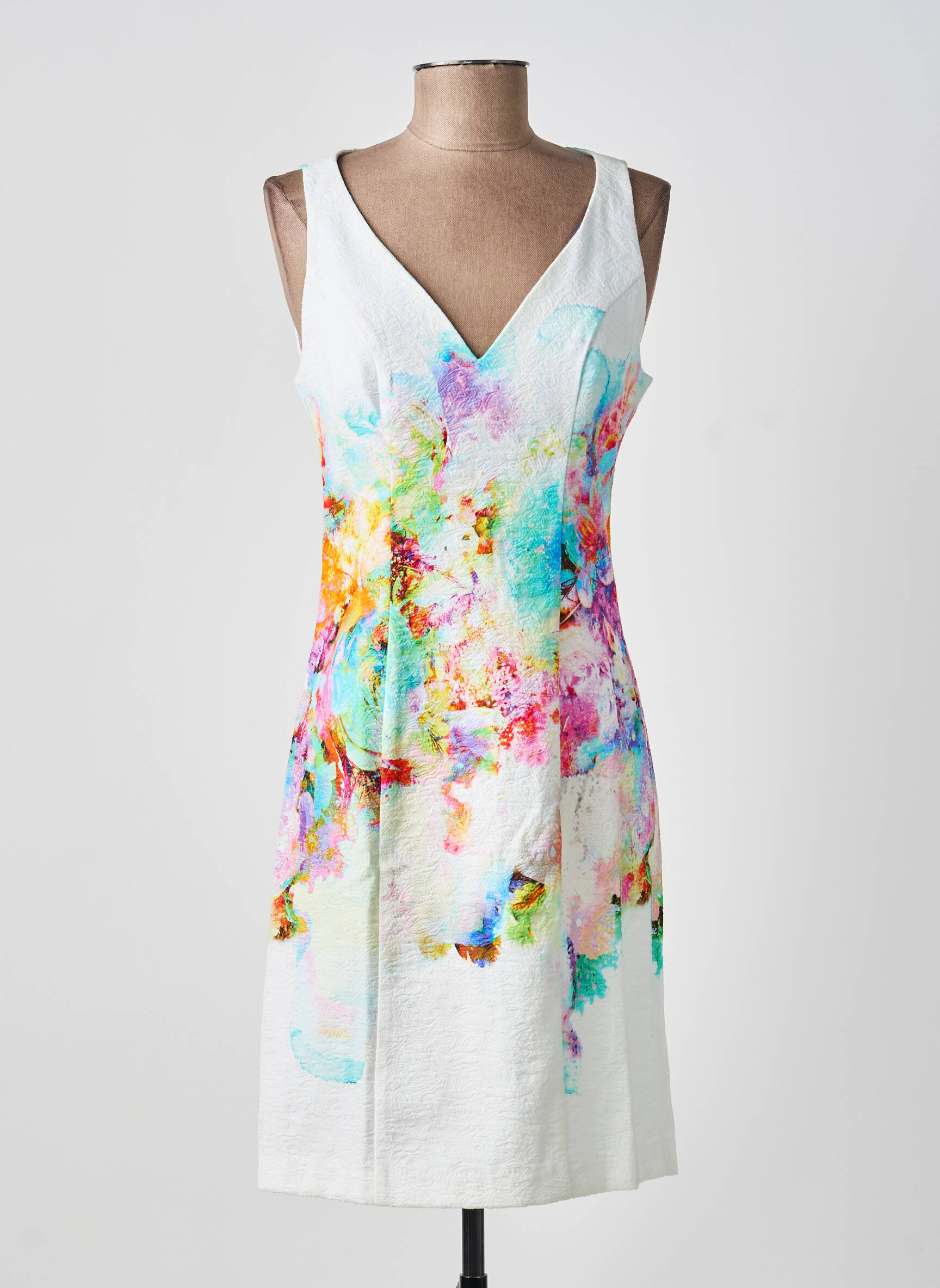 Rochie midi imprimeu floral fără mâneci bej PAUL BRIAL femeie