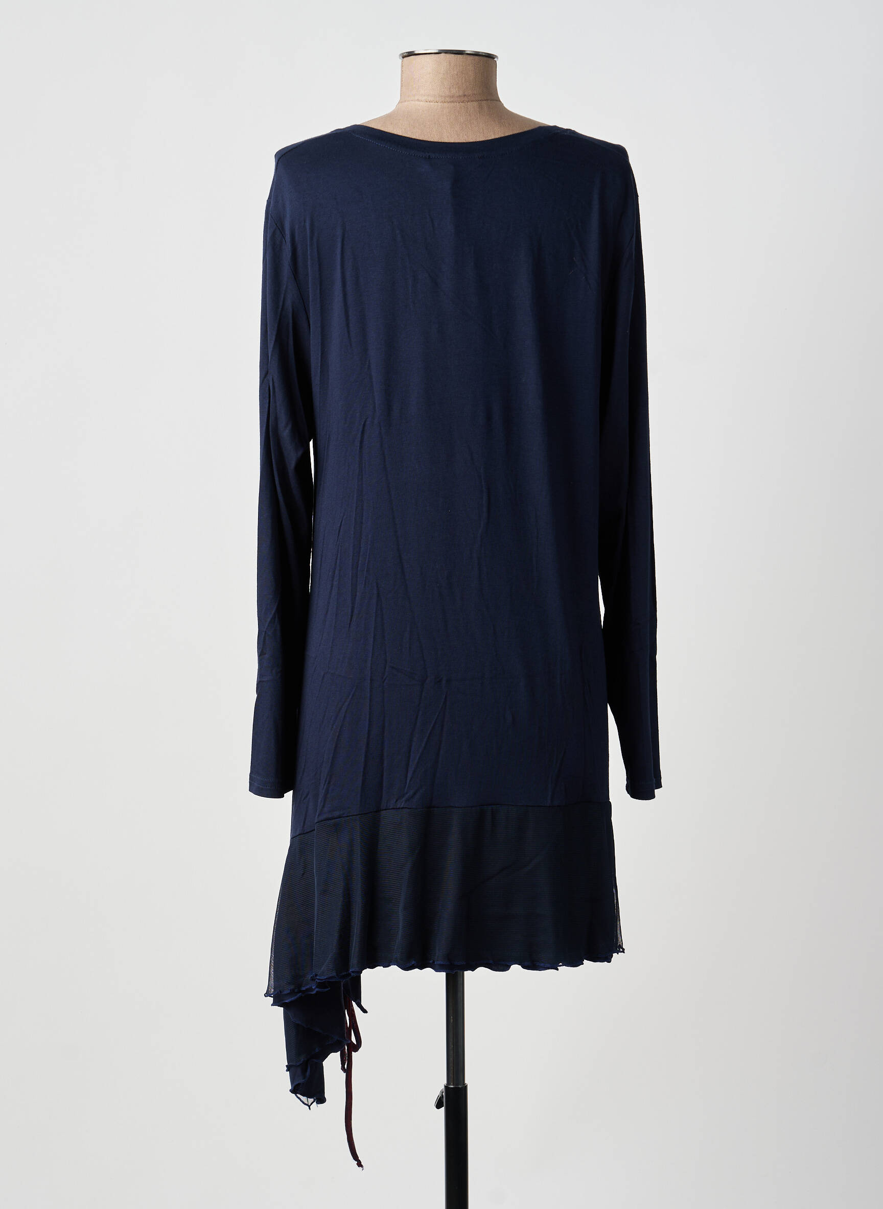 Rochie midi mâneci lungi mâneci lungi albastru DOUBLE JEU femeie