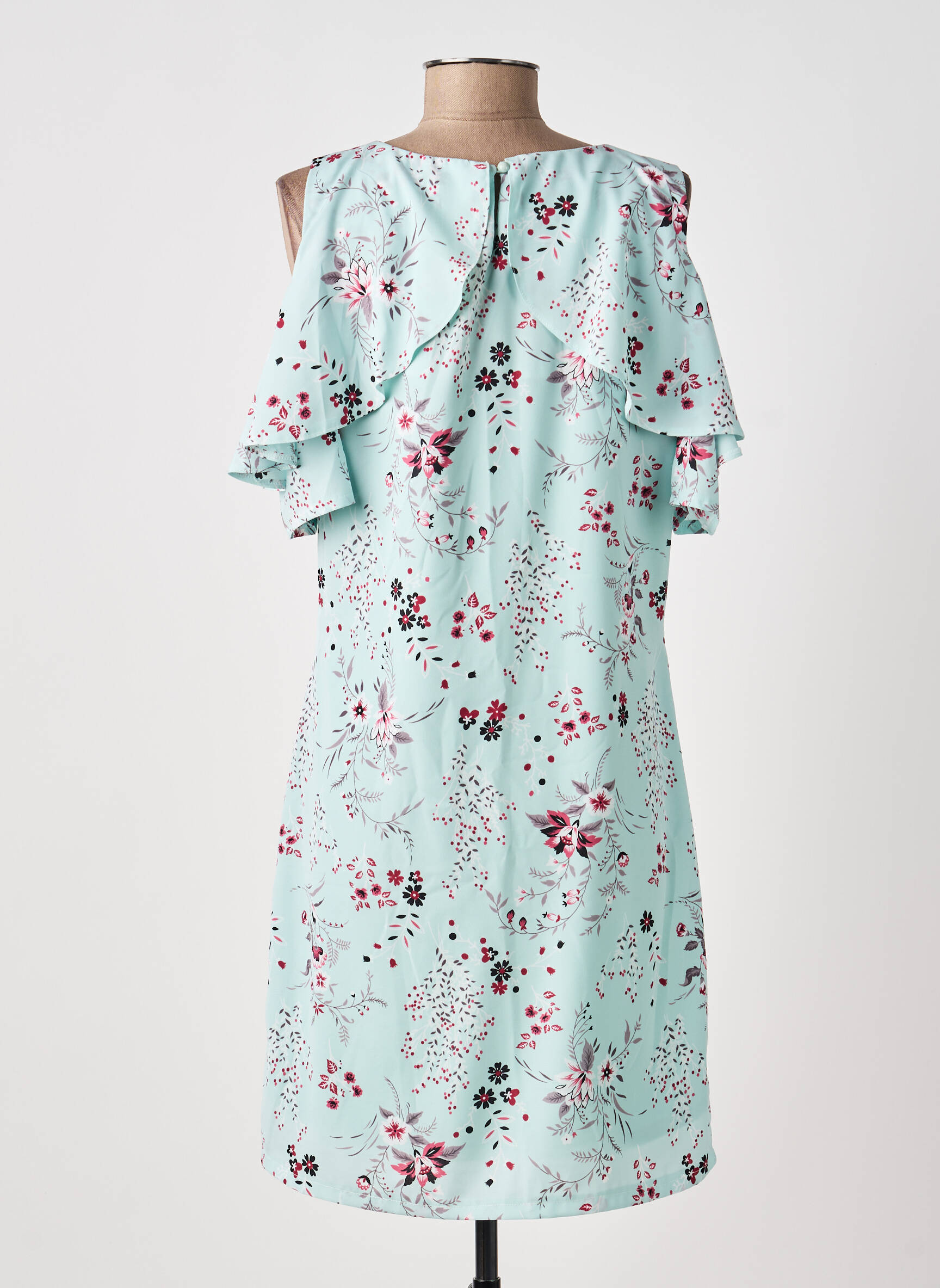 Rochie scurtă imprimeu floral mâneci scurte albastru MOKA'S femeie