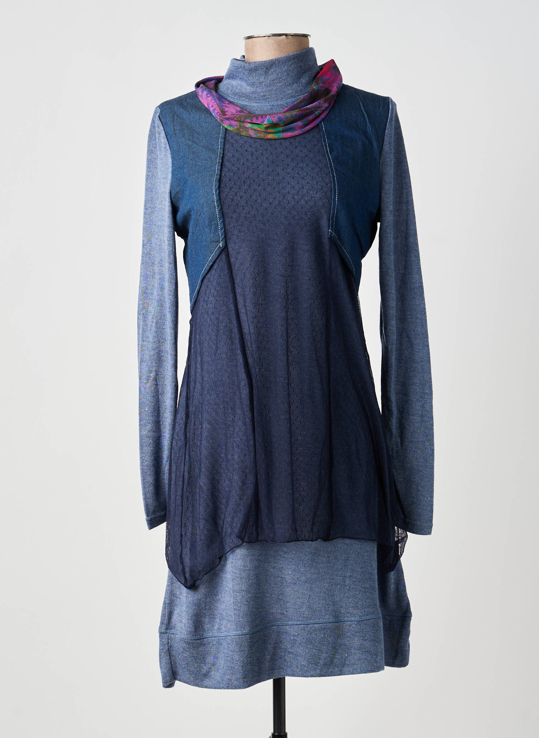 Rochie midi mâneci lungi mâneci lungi albastru ALICE ET BARNABE femeie