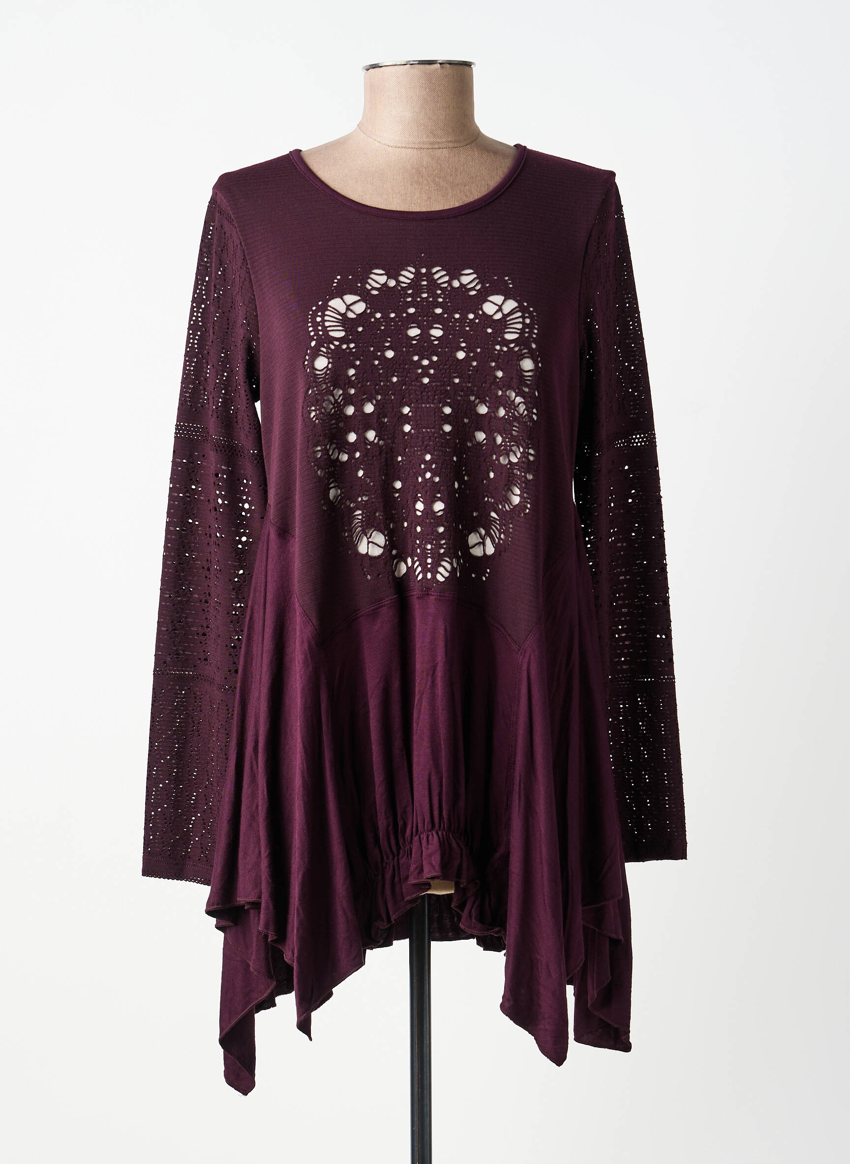 Tunică mâneci lungi guler rotund violet SUN LIGHT femeie