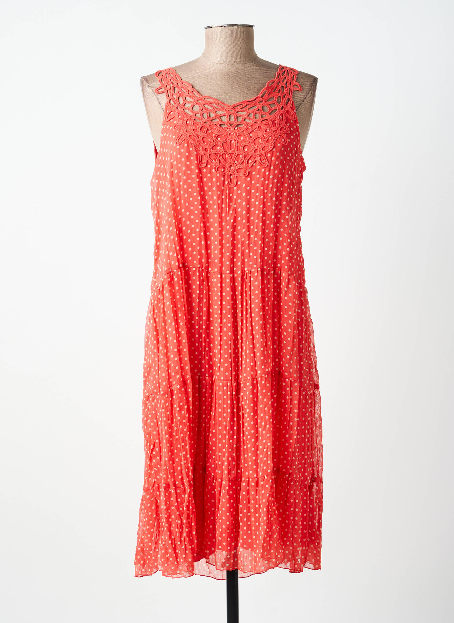 Rochie midi croială fluidă fără mâneci roșu ANDAMIO femeie