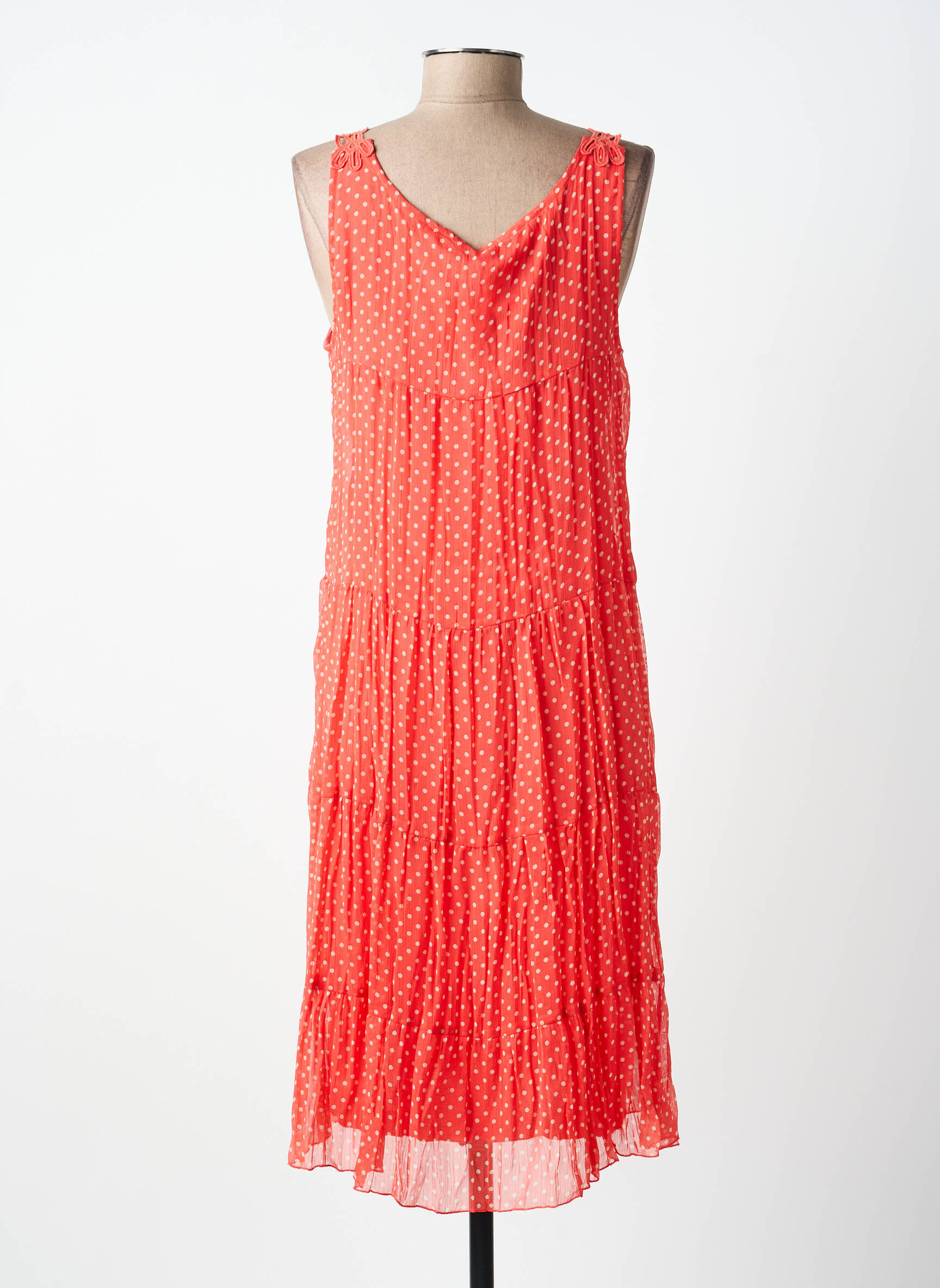 Rochie midi croială fluidă fără mâneci roșu ANDAMIO femeie