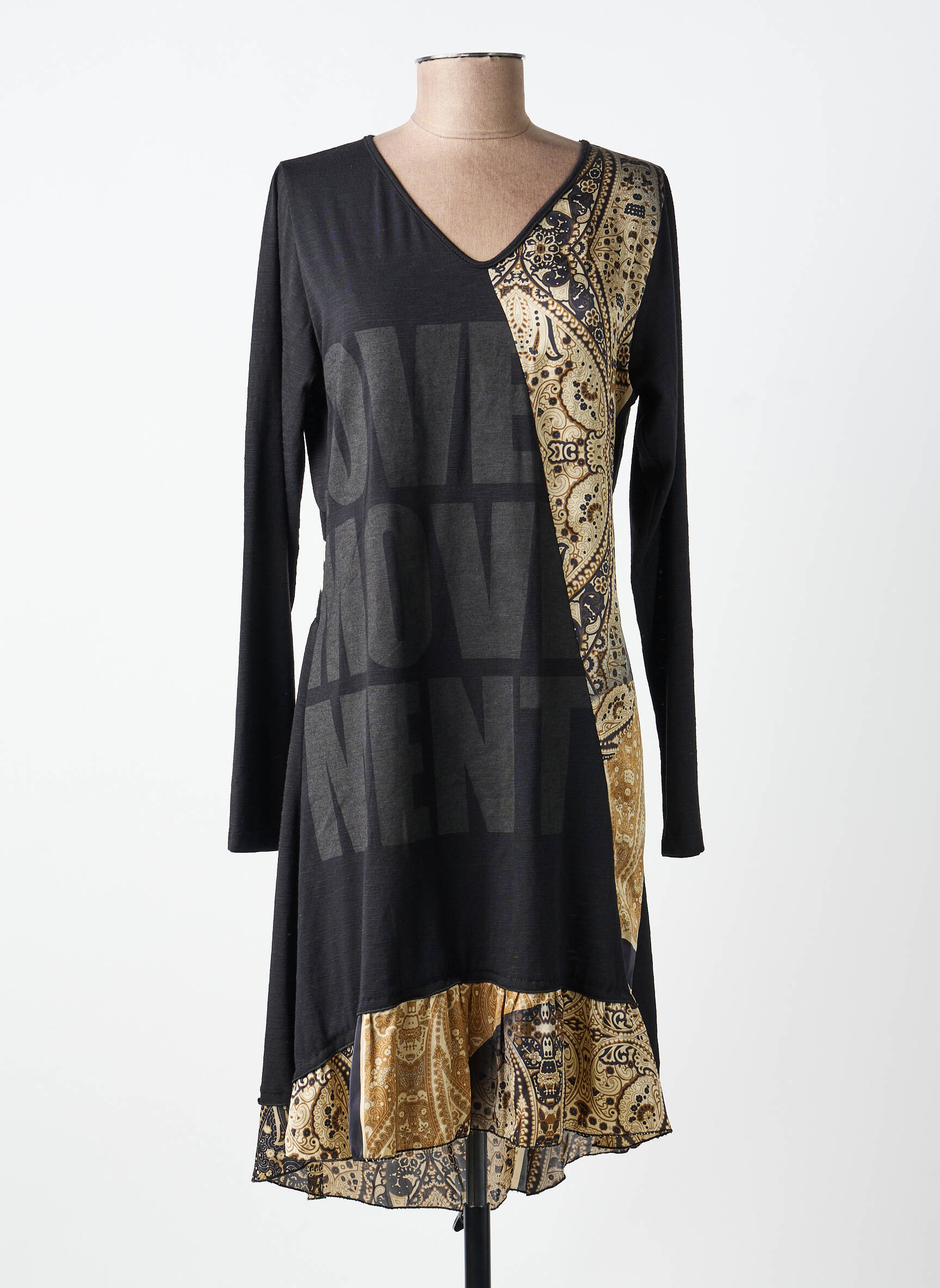 Rochie midi mâneci lungi mâneci lungi negru POUSSIERE D'ETOLE femeie
