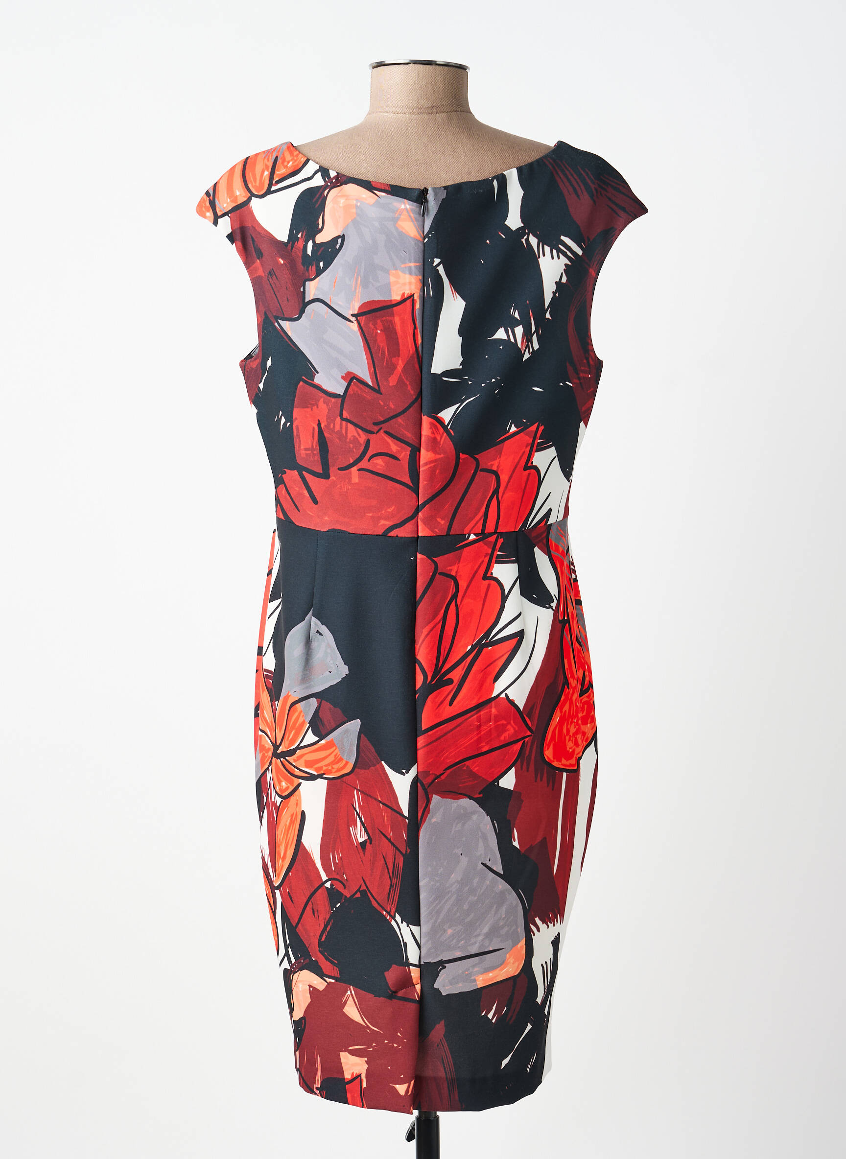Rochie midi imprimeu floral mâneci scurte roșu POUSSIERE D'ETOLE femeie