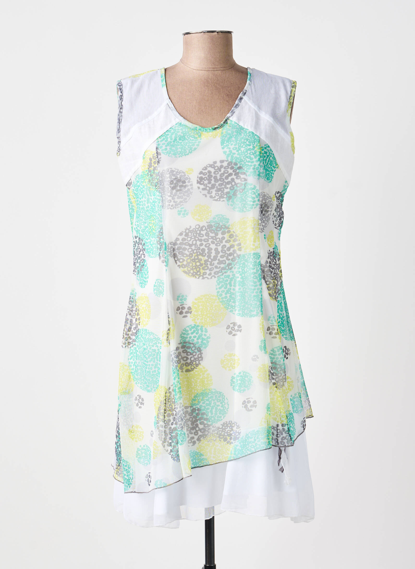 Rochie scurtă fără mâneci fără mâneci alb DOUBLE JEU femeie