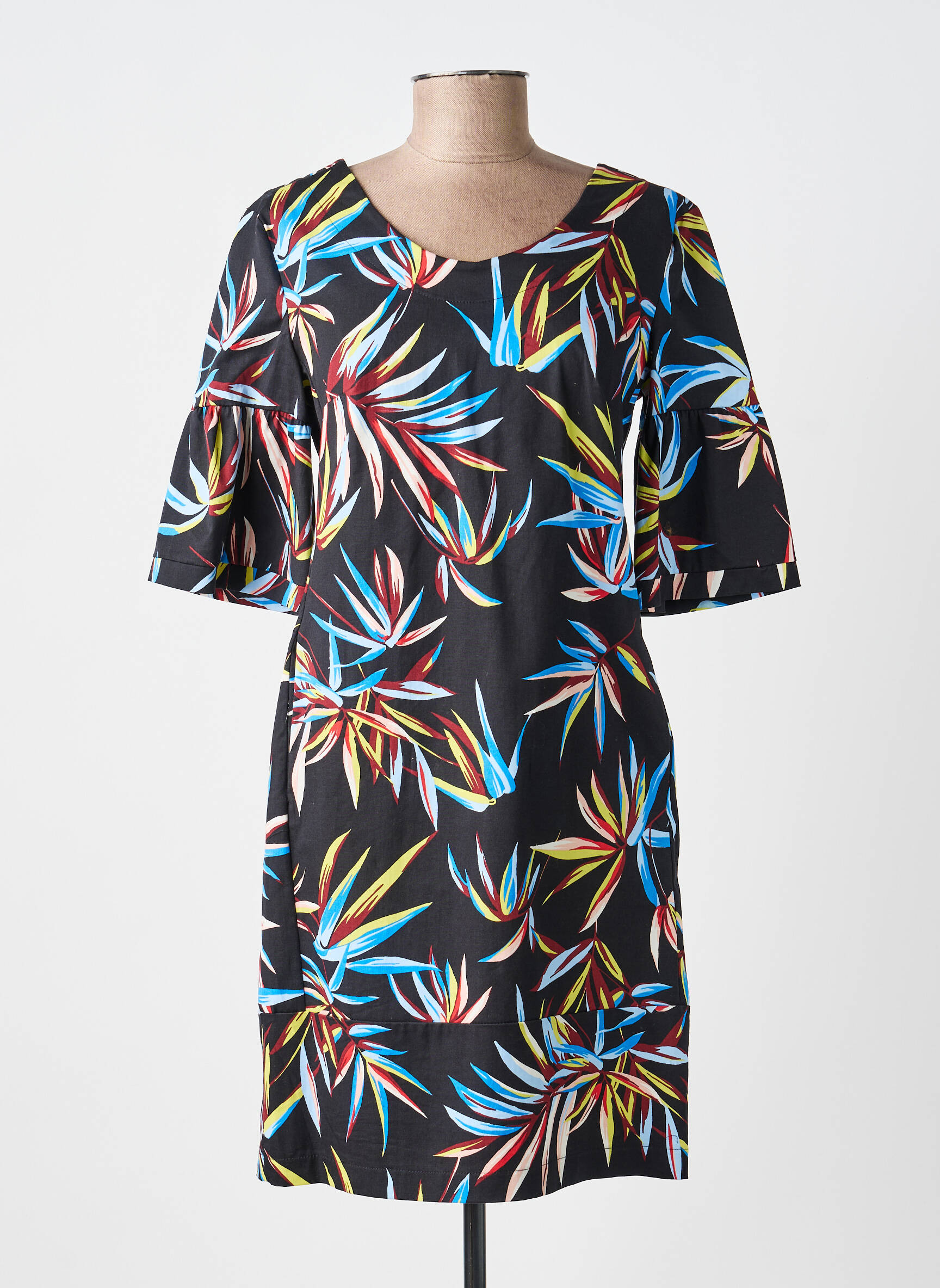 Rochie scurtă mâneci 3/4 mâneci 3/4 negru POUSSIERE D'ETOLE femeie