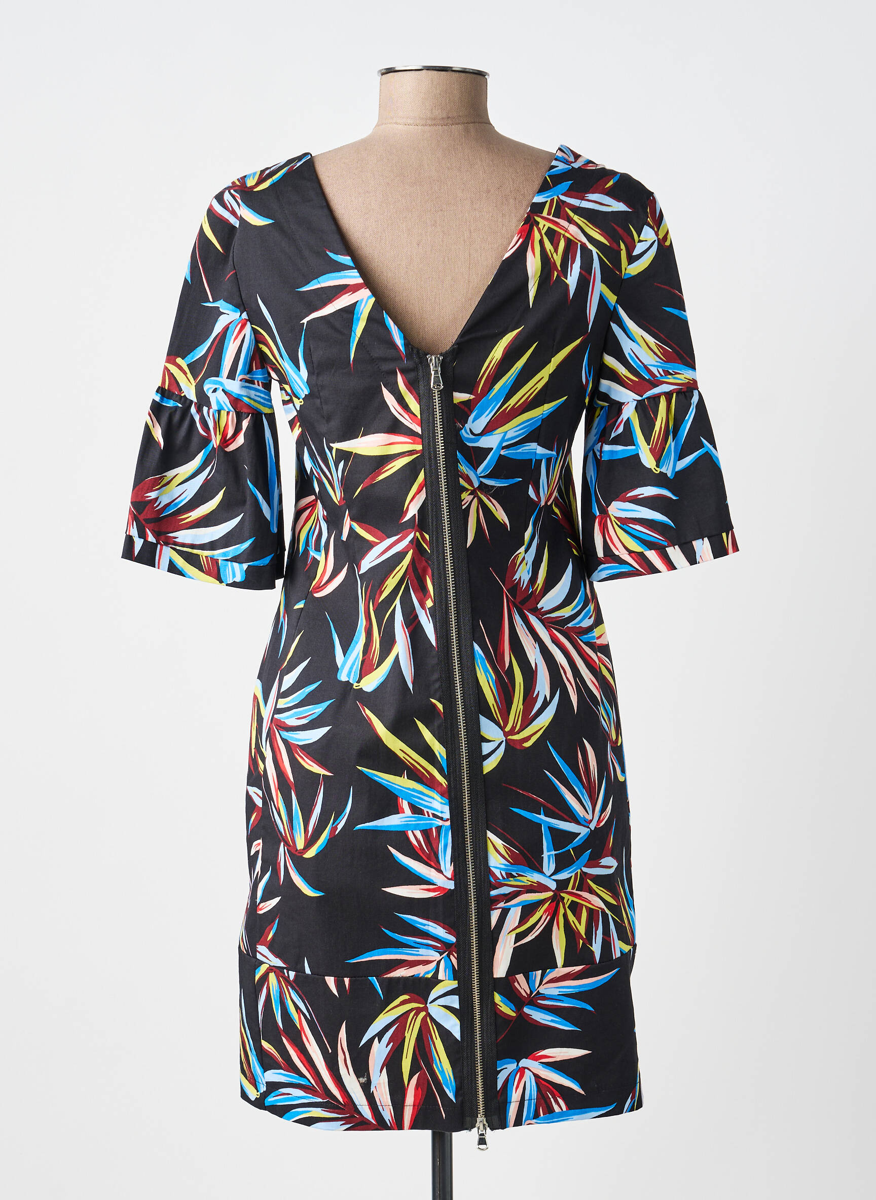 Rochie scurtă mâneci 3/4 mâneci 3/4 negru POUSSIERE D'ETOLE femeie
