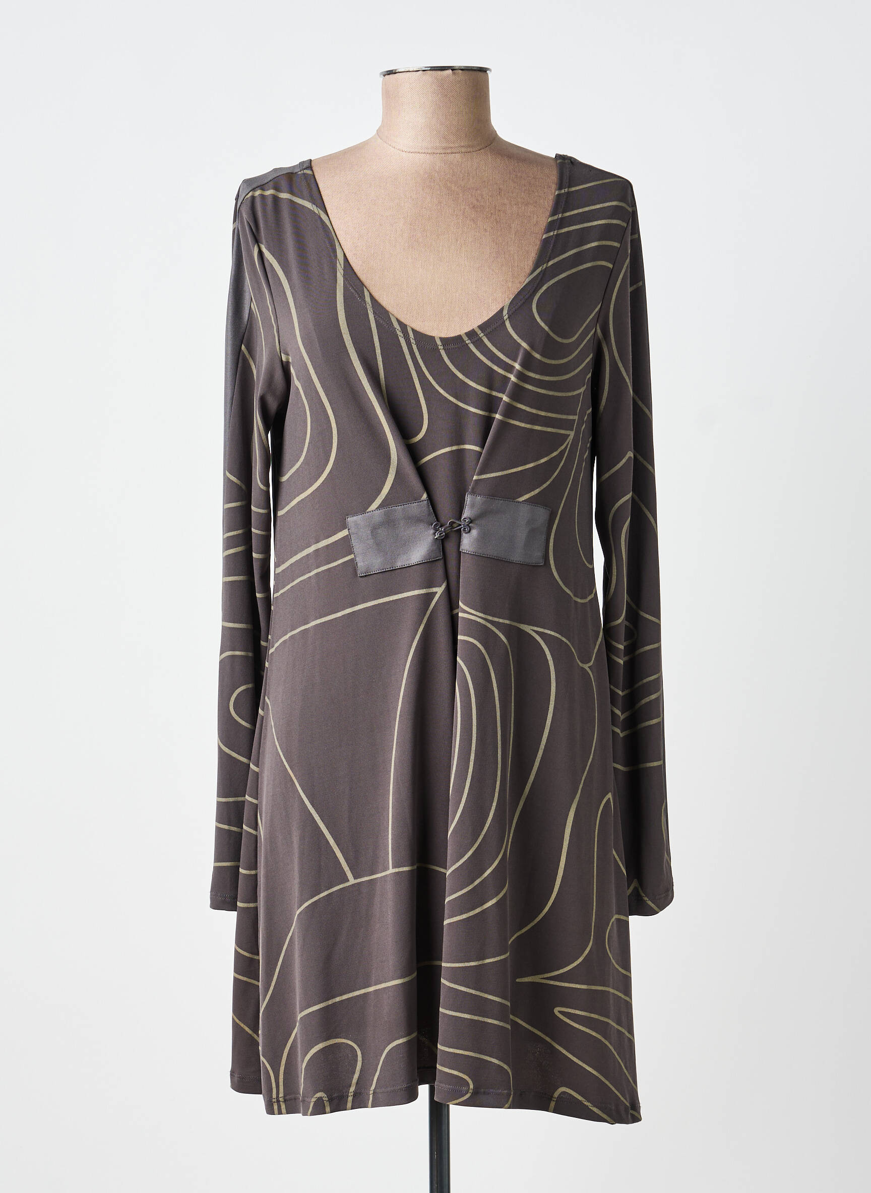 Rochie scurtă mâneci lungi mâneci lungi gri LAUREN VIDAL femeie