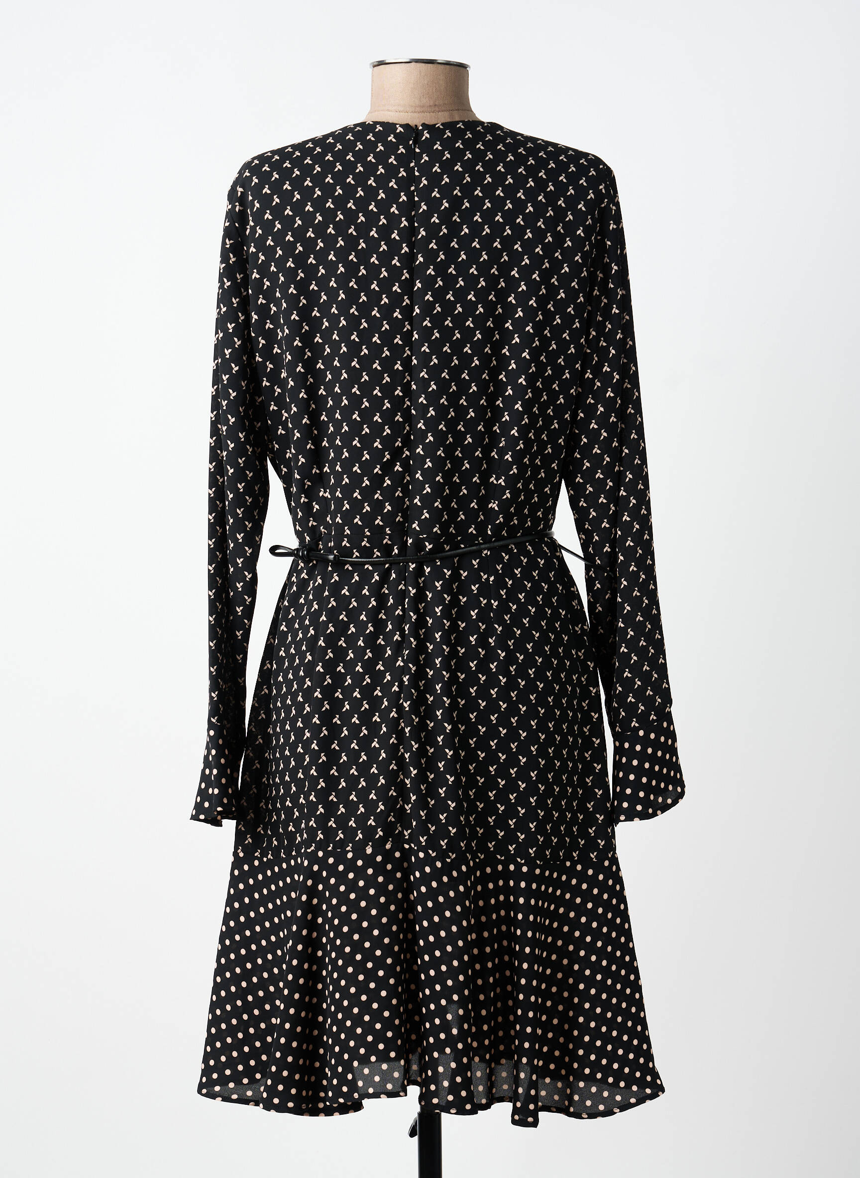 Rochie midi imprimeu fantezie mâneci lungi negru PAUL BRIAL femeie