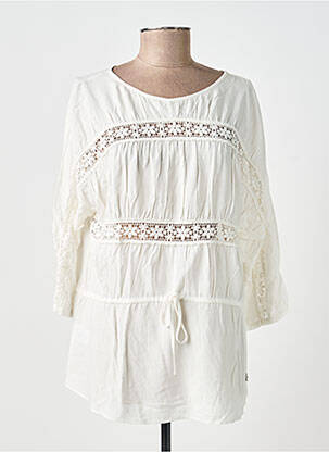 Bluză țesătură poplin mâneci lungi alb FLEUR DE SEL femeie