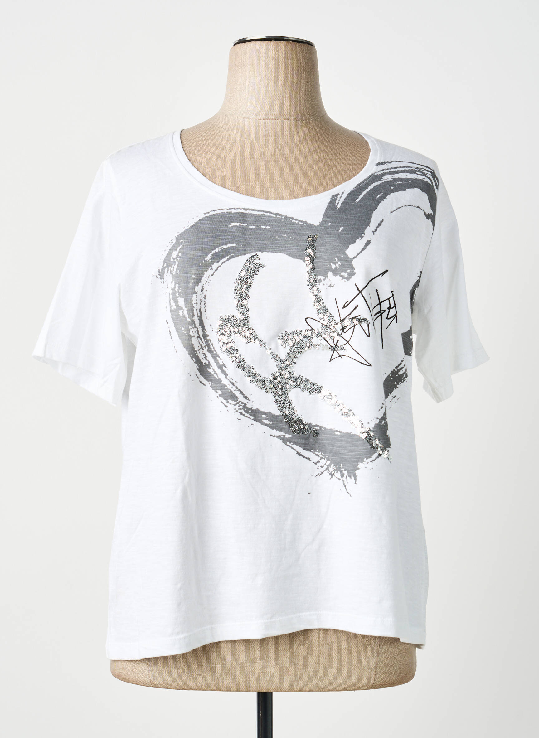 Tricou elasticitate mâneci scurte alb TELMAIL femeie