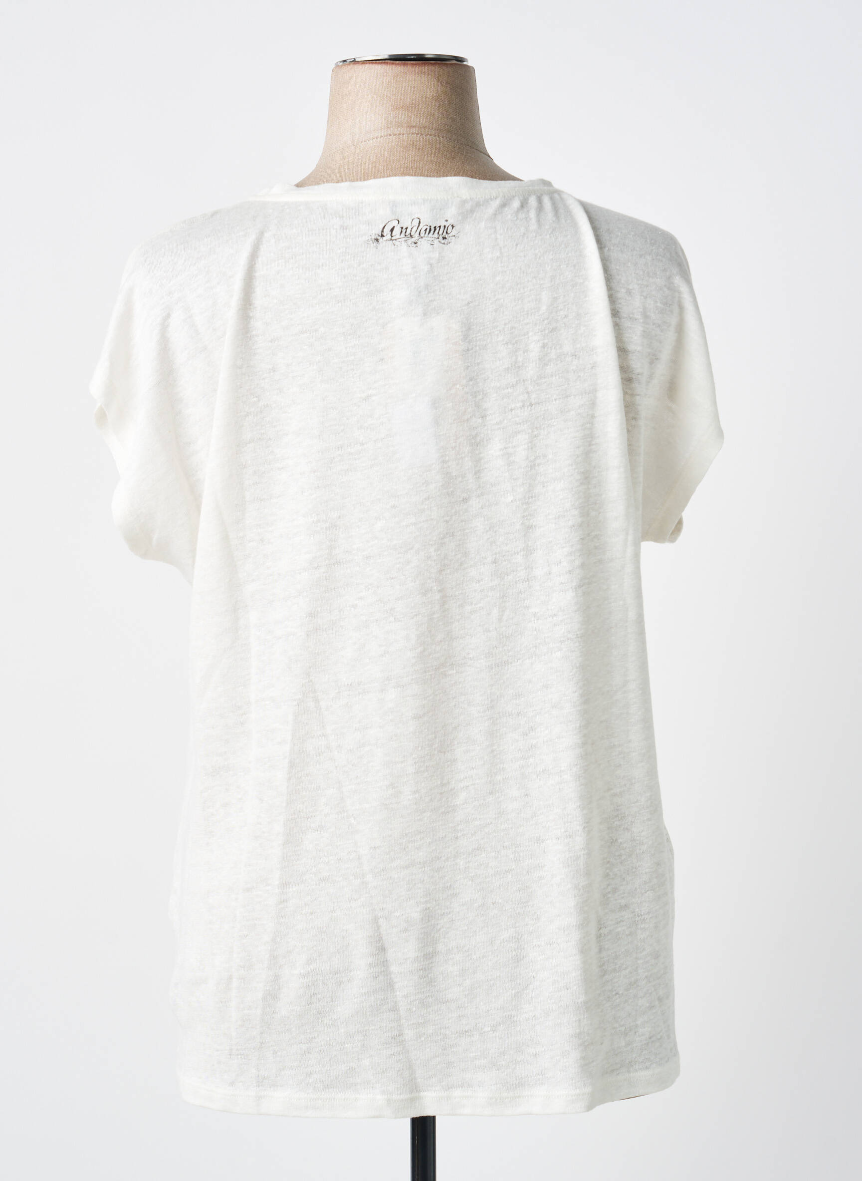 Tricou imprimeu fantezie mâneci scurte alb ANDAMIO femeie