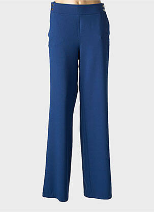 Pantalon drept țesătură crep mărime normală albastru ANDAMIO femeie