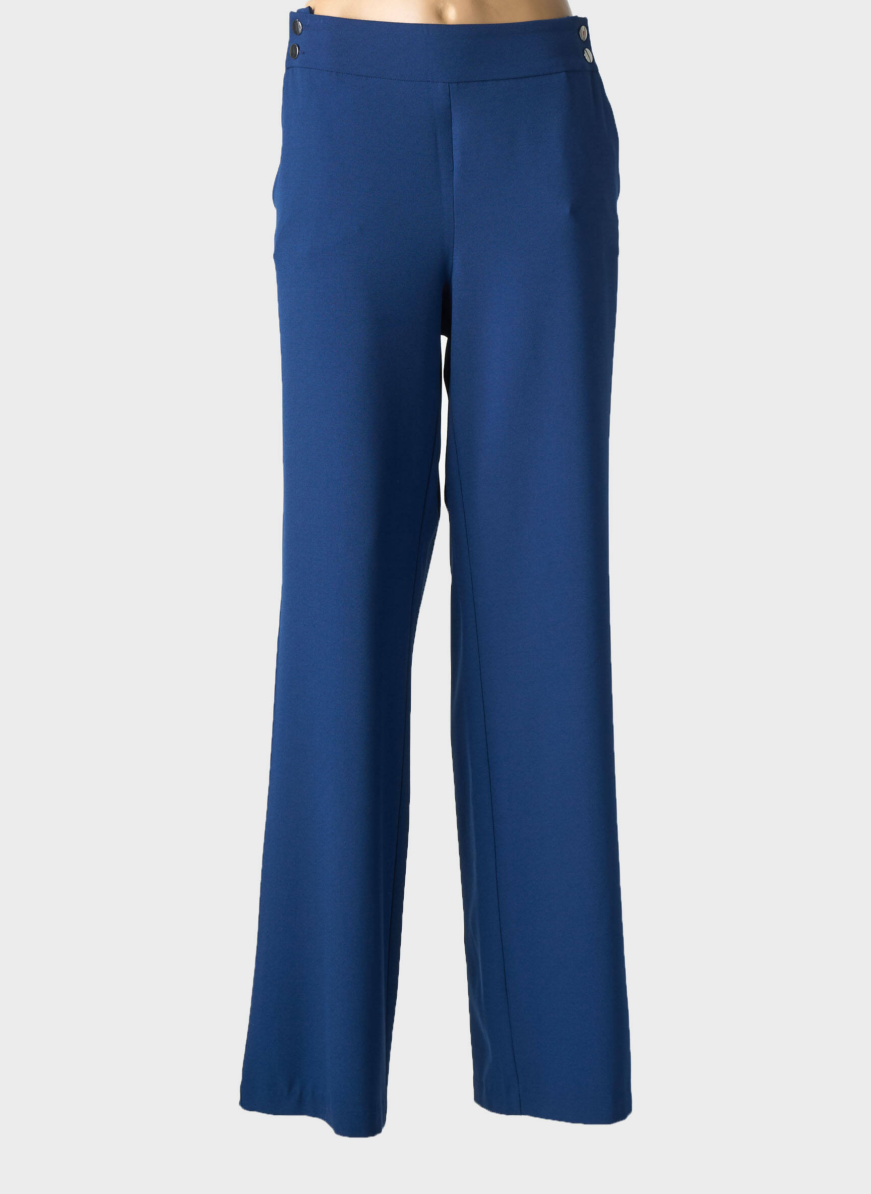 Pantalon drept țesătură crep mărime normală albastru ANDAMIO femeie