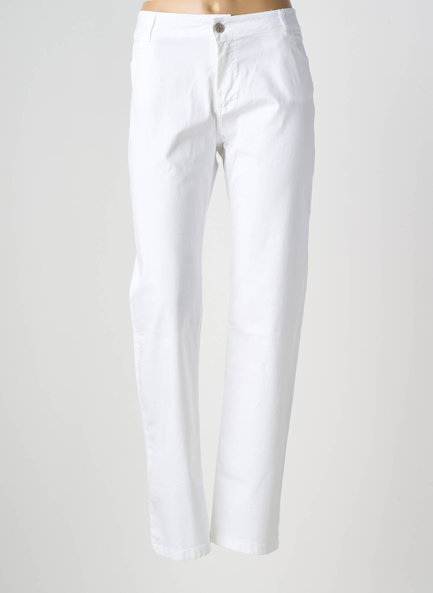 Pantalon drept țesătură poplin mărime normală alb POUSSIERE D'ETOLE femeie
