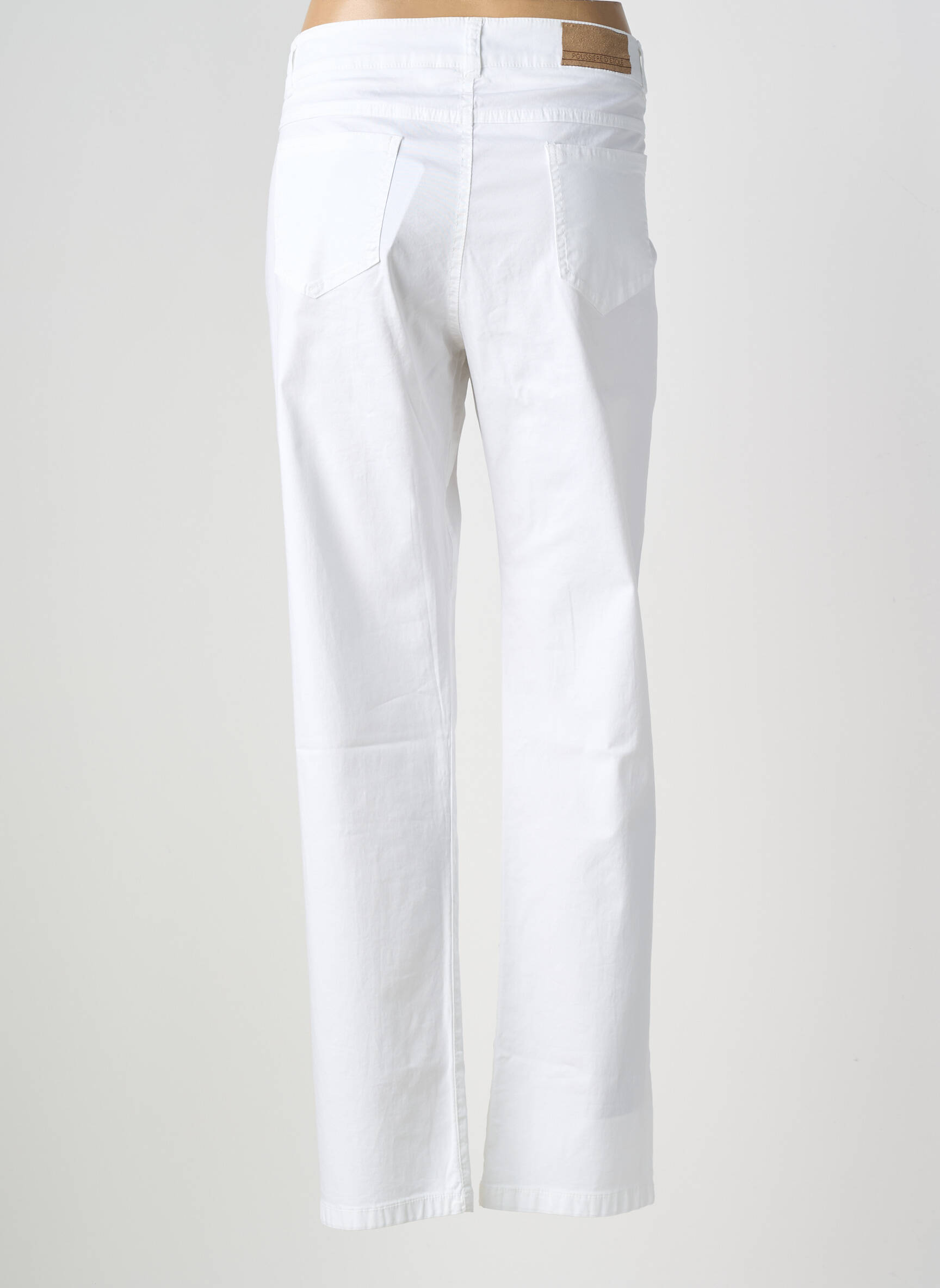 Pantalon drept țesătură poplin mărime normală alb POUSSIERE D'ETOLE femeie
