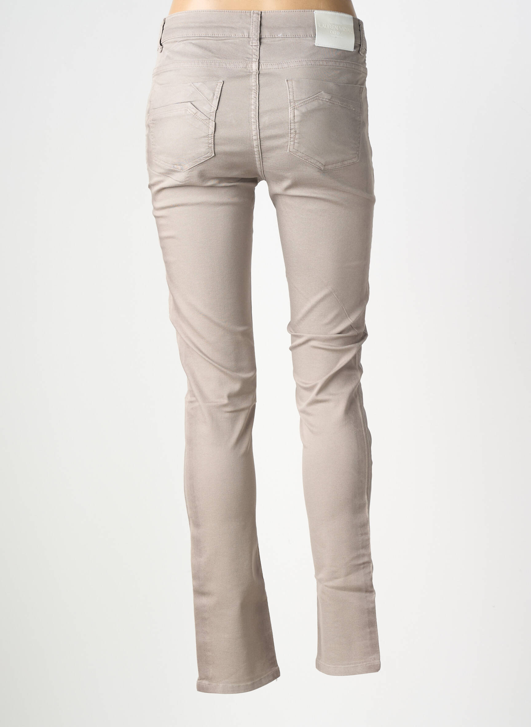Pantalon slim țesătură poplin mărime normală gri LAUREN VIDAL femeie
