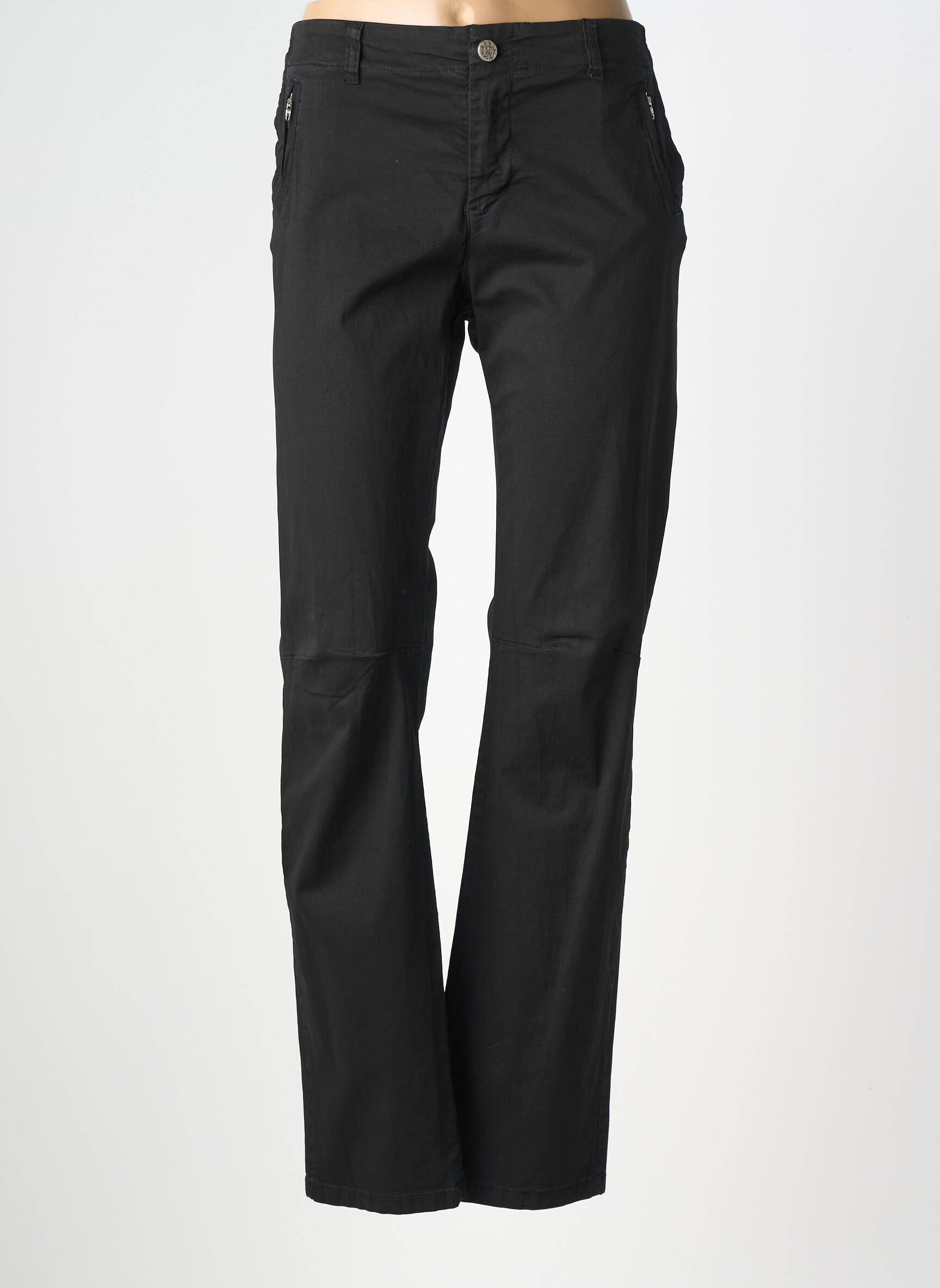 Pantalon drept elasticitate mărime normală negru POUSSIERE D'ETOLE femeie