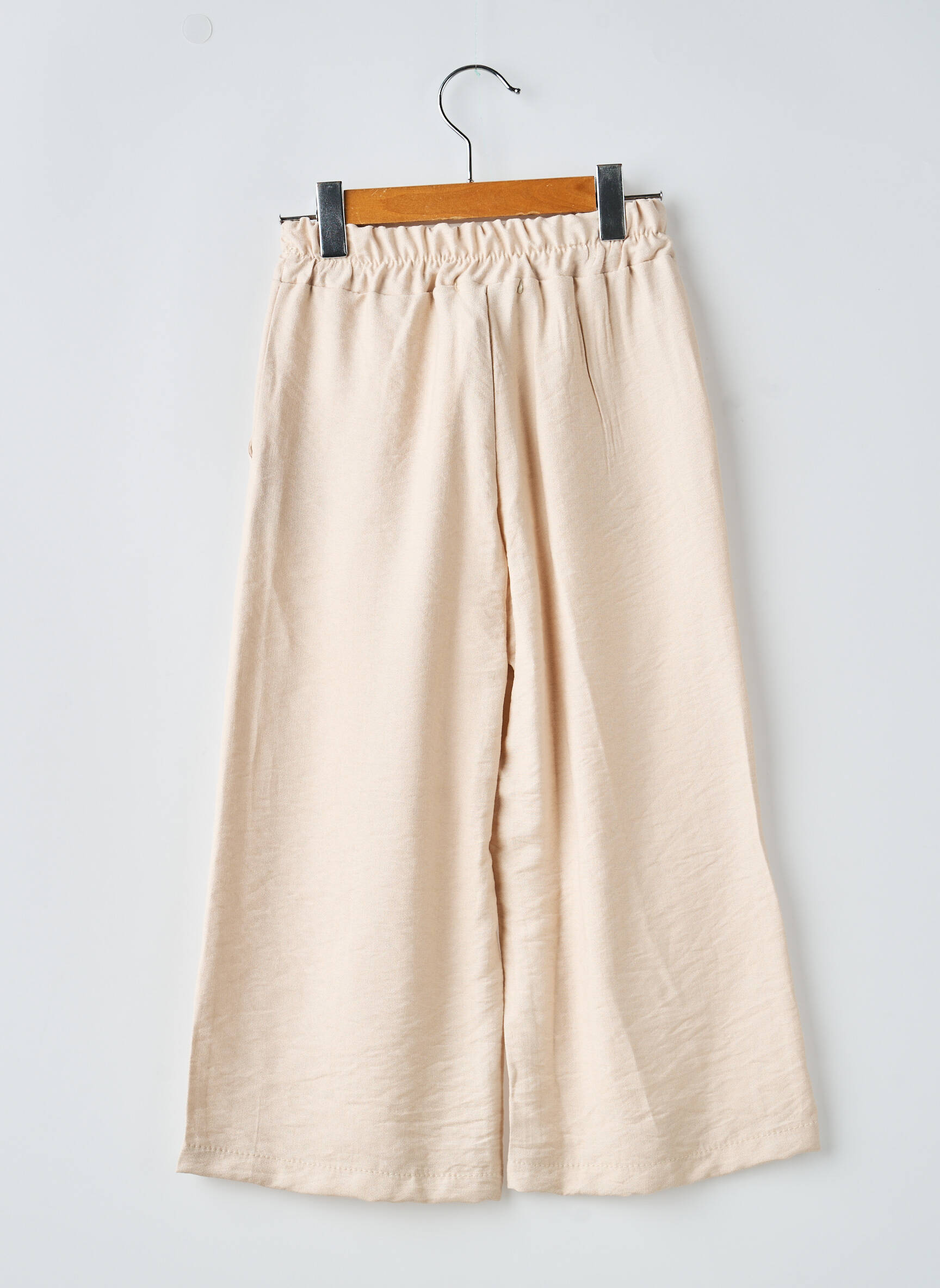 Pantalon larg țesătură poplin talie elastică bej MINI MIGNON fată