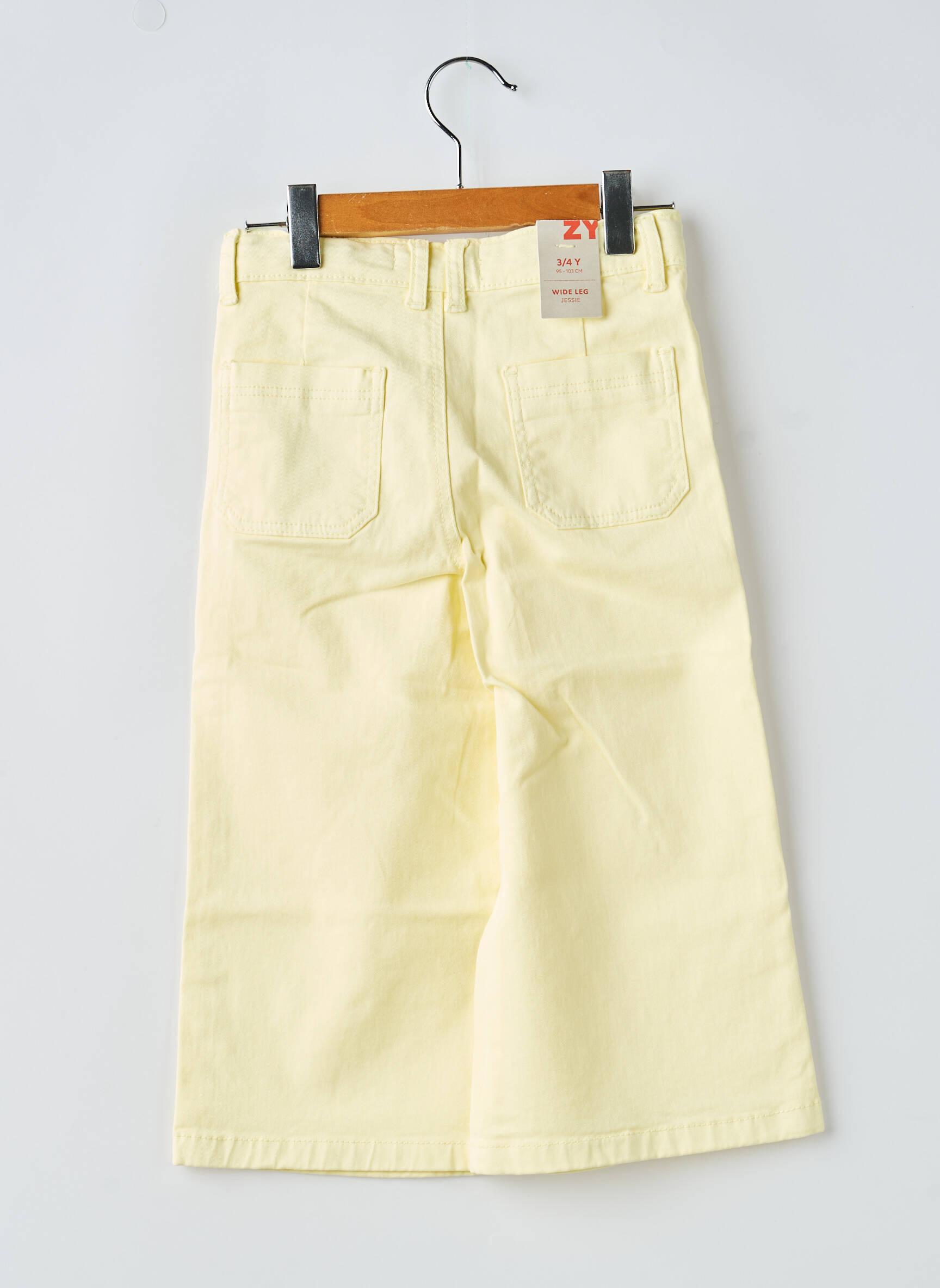 Pantalon larg elasticitate mărime reglabilă galben ZY fată