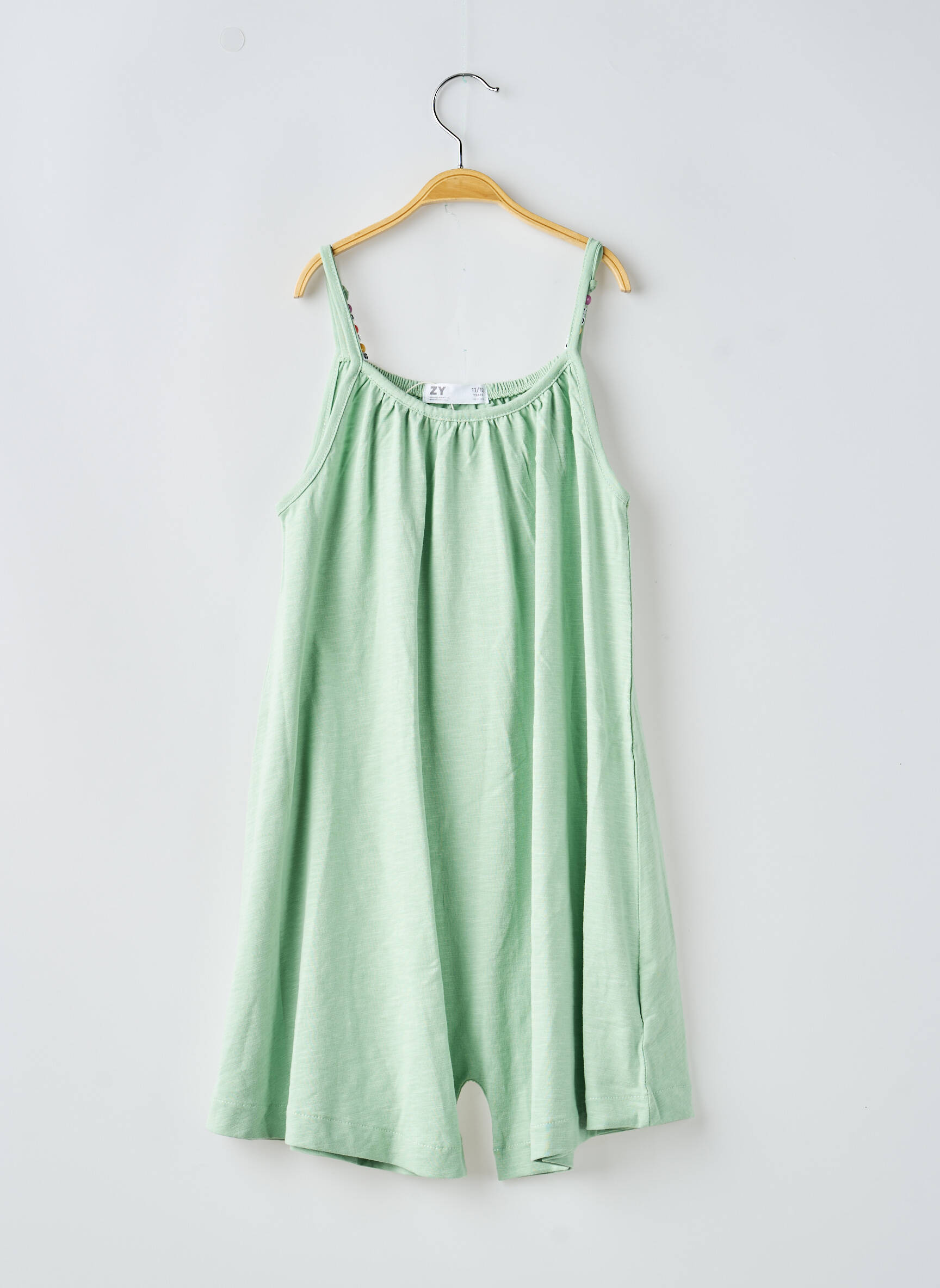 Rochie scurtă plasă fină fără mâneci verde ZY fată