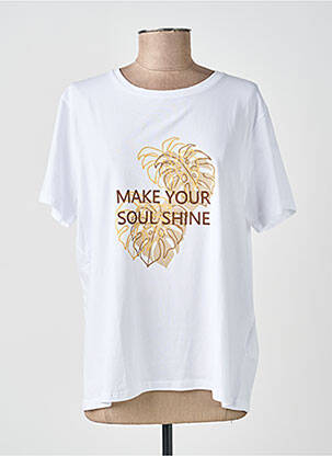 Tricou serigrafie flockată mâneci scurte alb SOYACONCEPT femeie