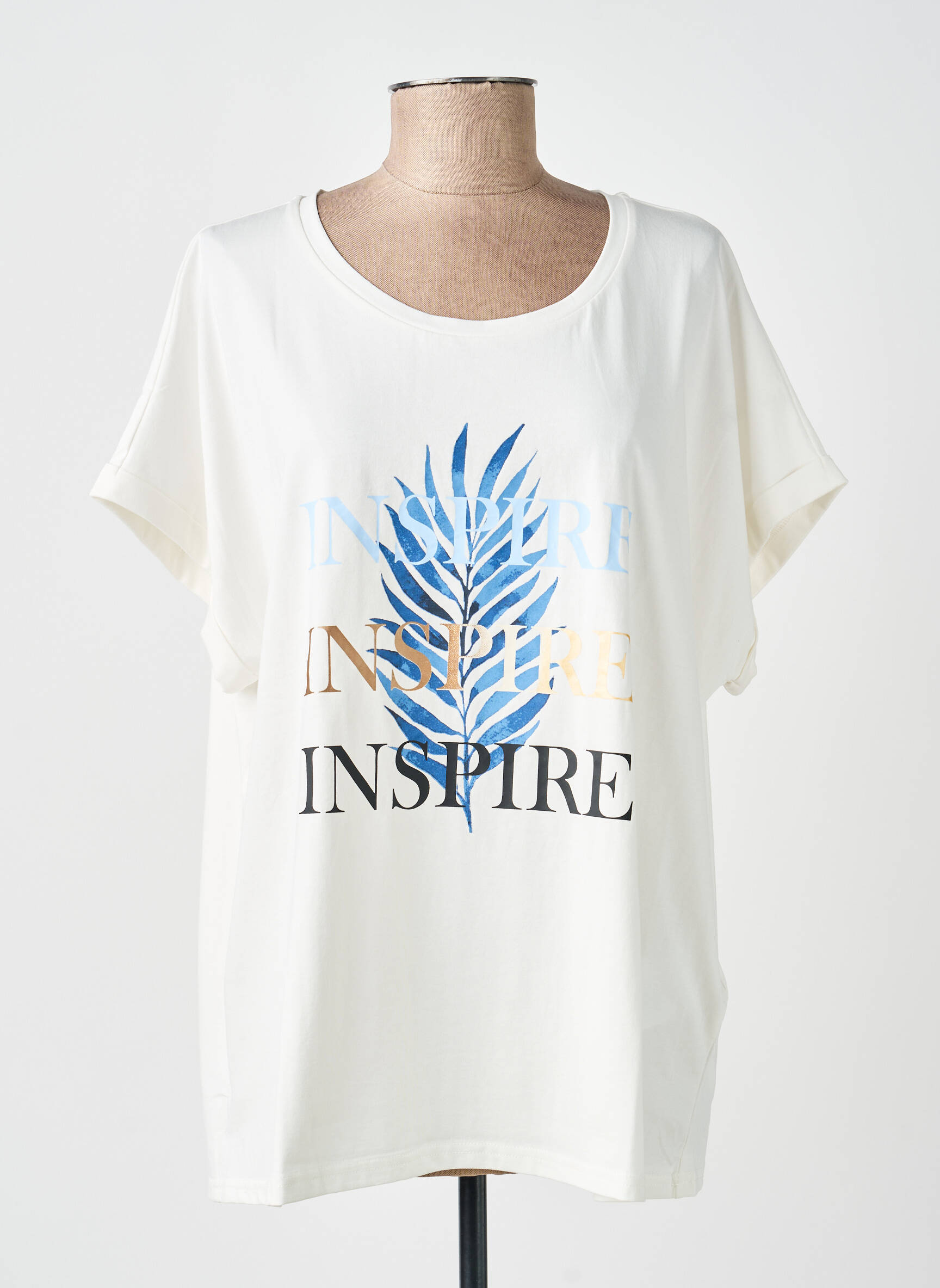 Tricou serigrafie flockată mâneci scurte alb SOYACONCEPT femeie