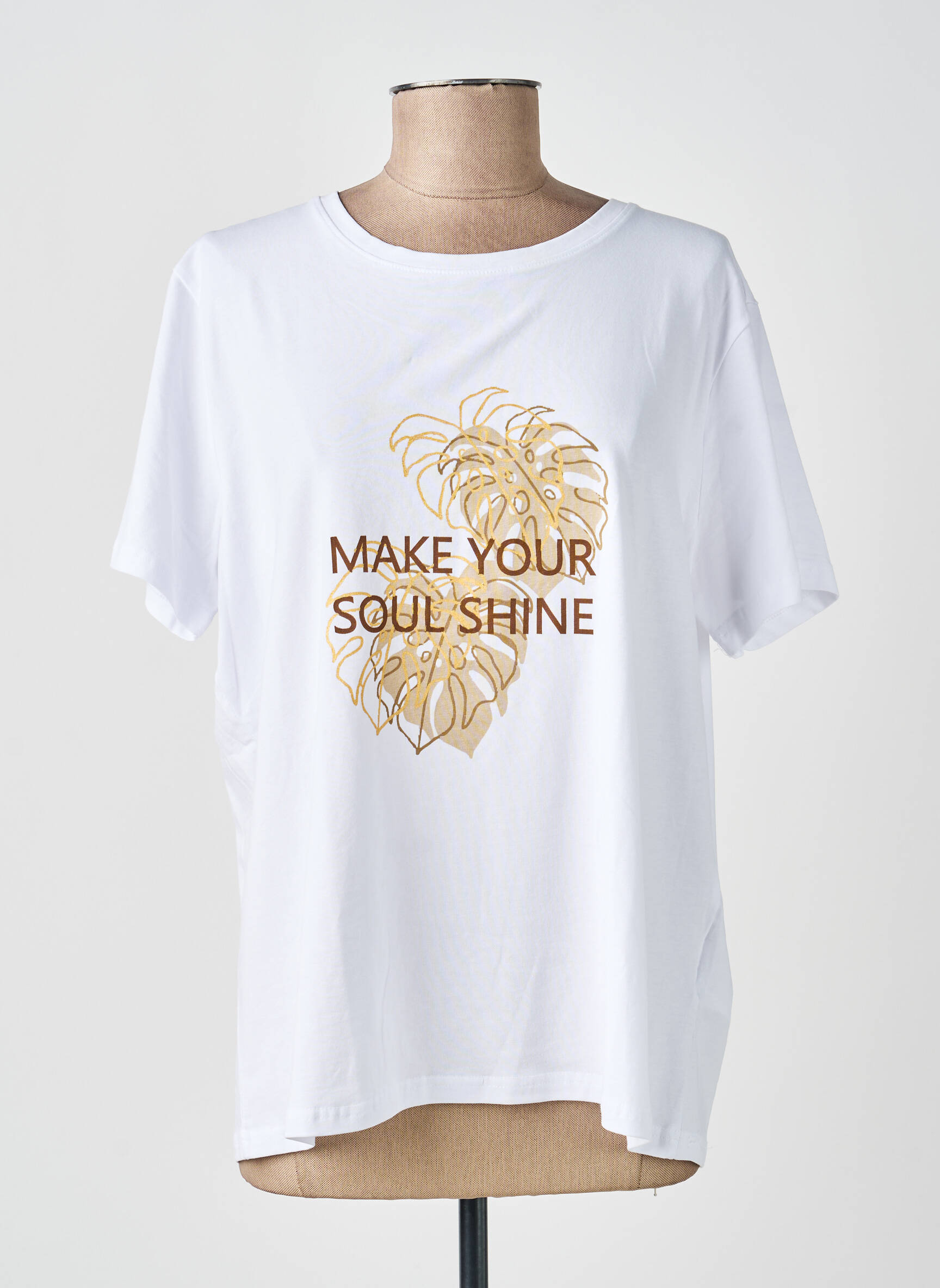 Tricou serigrafie flockată mâneci scurte alb SOYACONCEPT femeie
