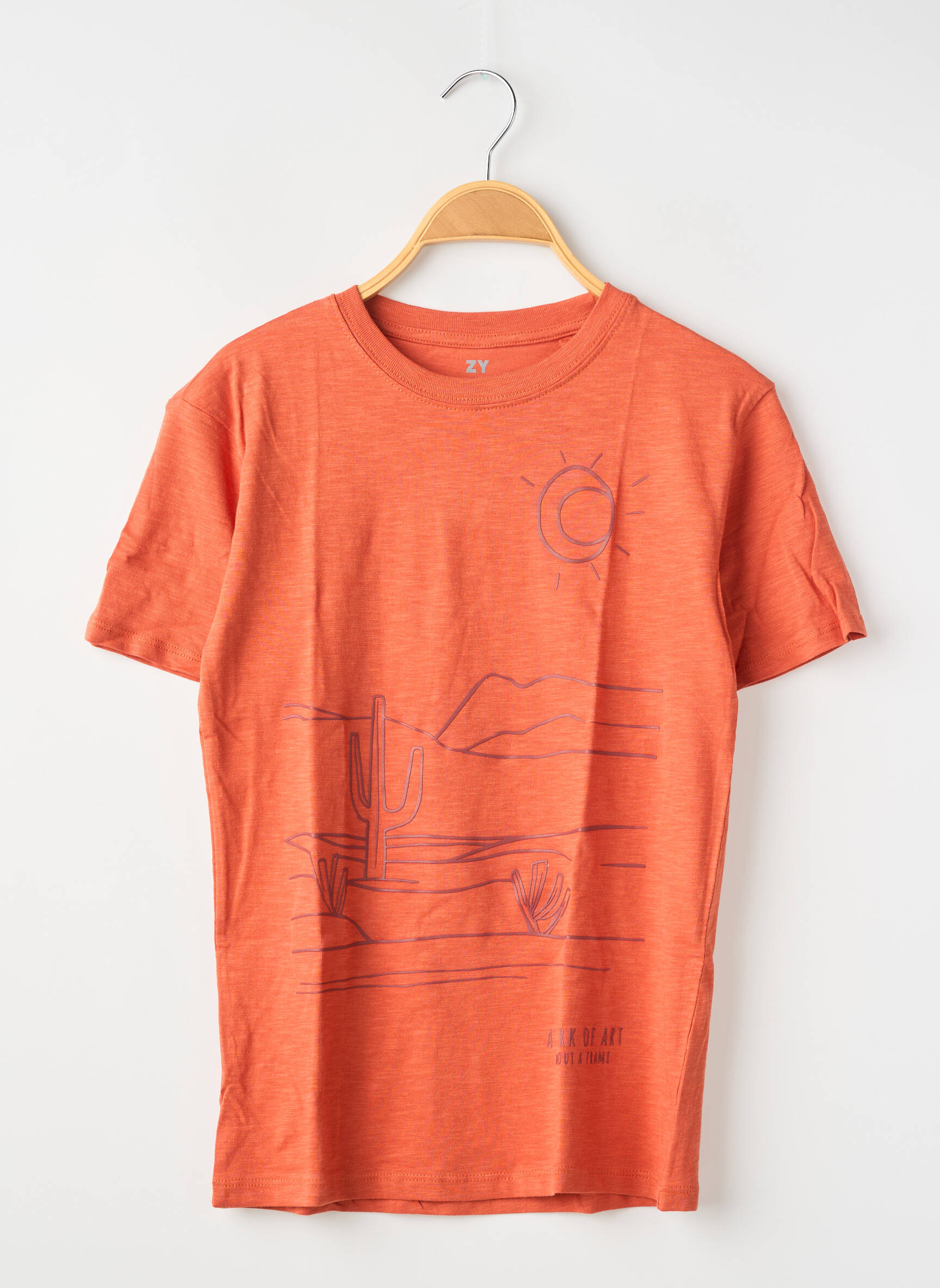 Tricou croială dreaptă mâneci scurte portocalie ZY băiat
