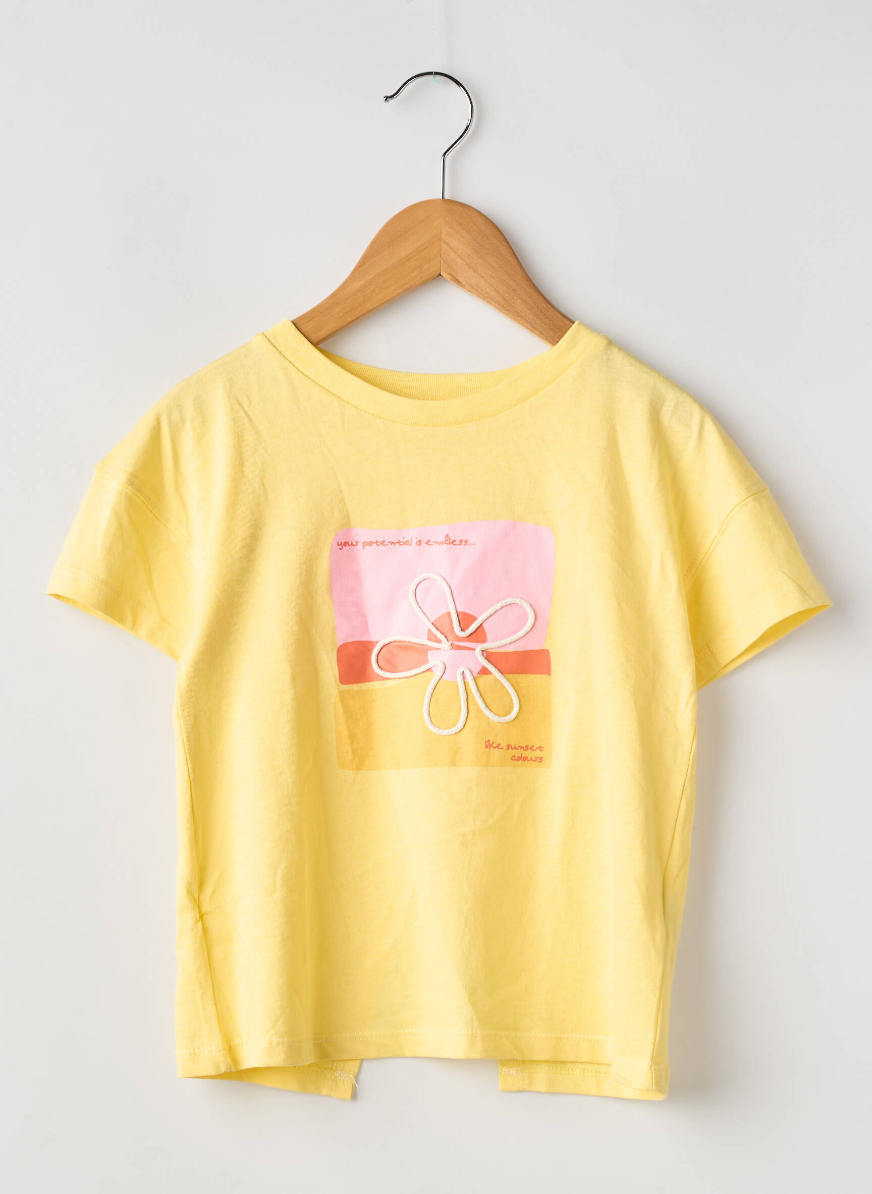 Tricou croială dreaptă mâneci scurte galben ZY fată