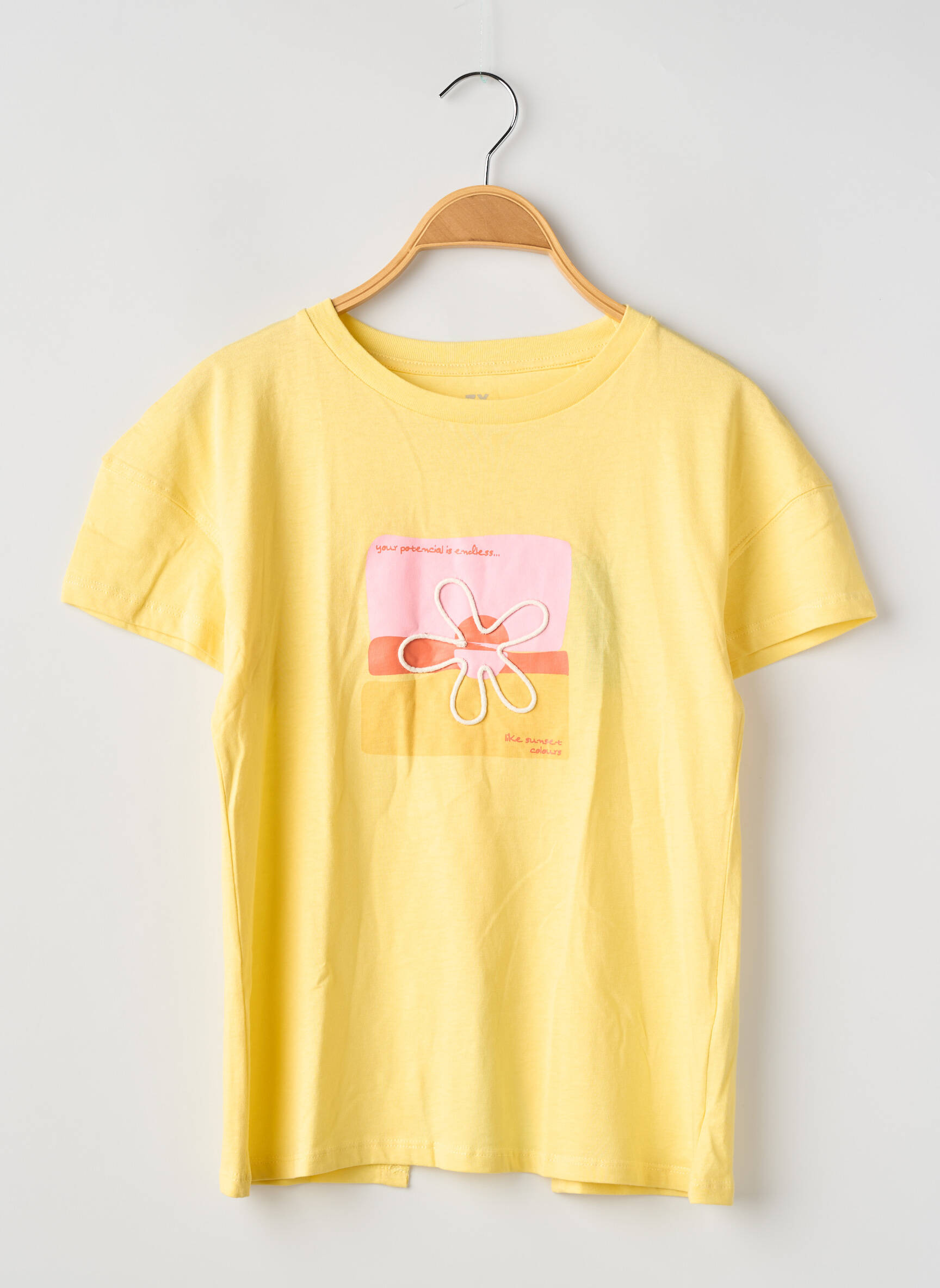 Tricou croială dreaptă mâneci scurte galben ZY fată