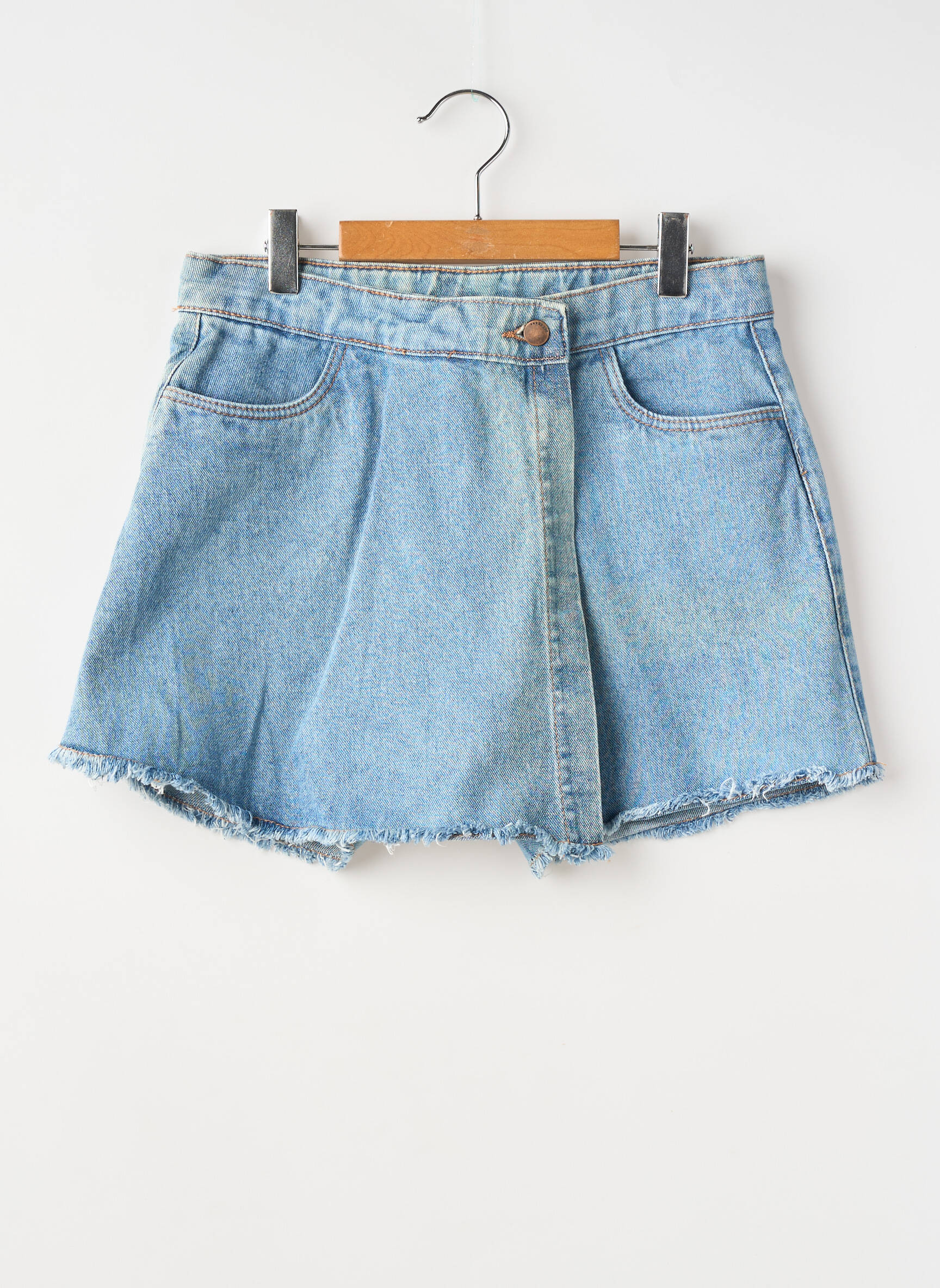 Șort țesătură denim mărime reglabilă albastru ZY fată