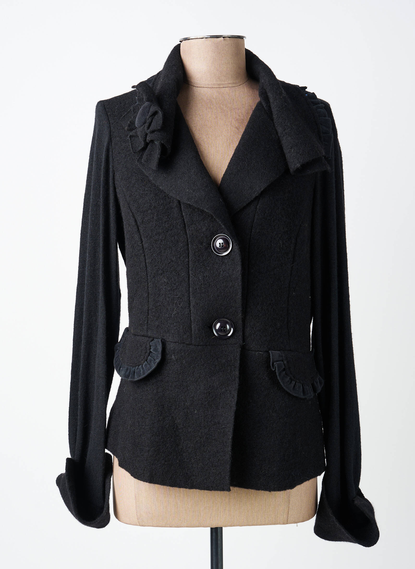 Jachete casual guler tip costum negru FINETTE femeie