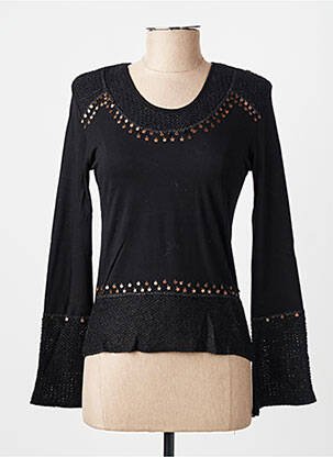 Top elasticitate mâneci lungi negru FINETTE femeie