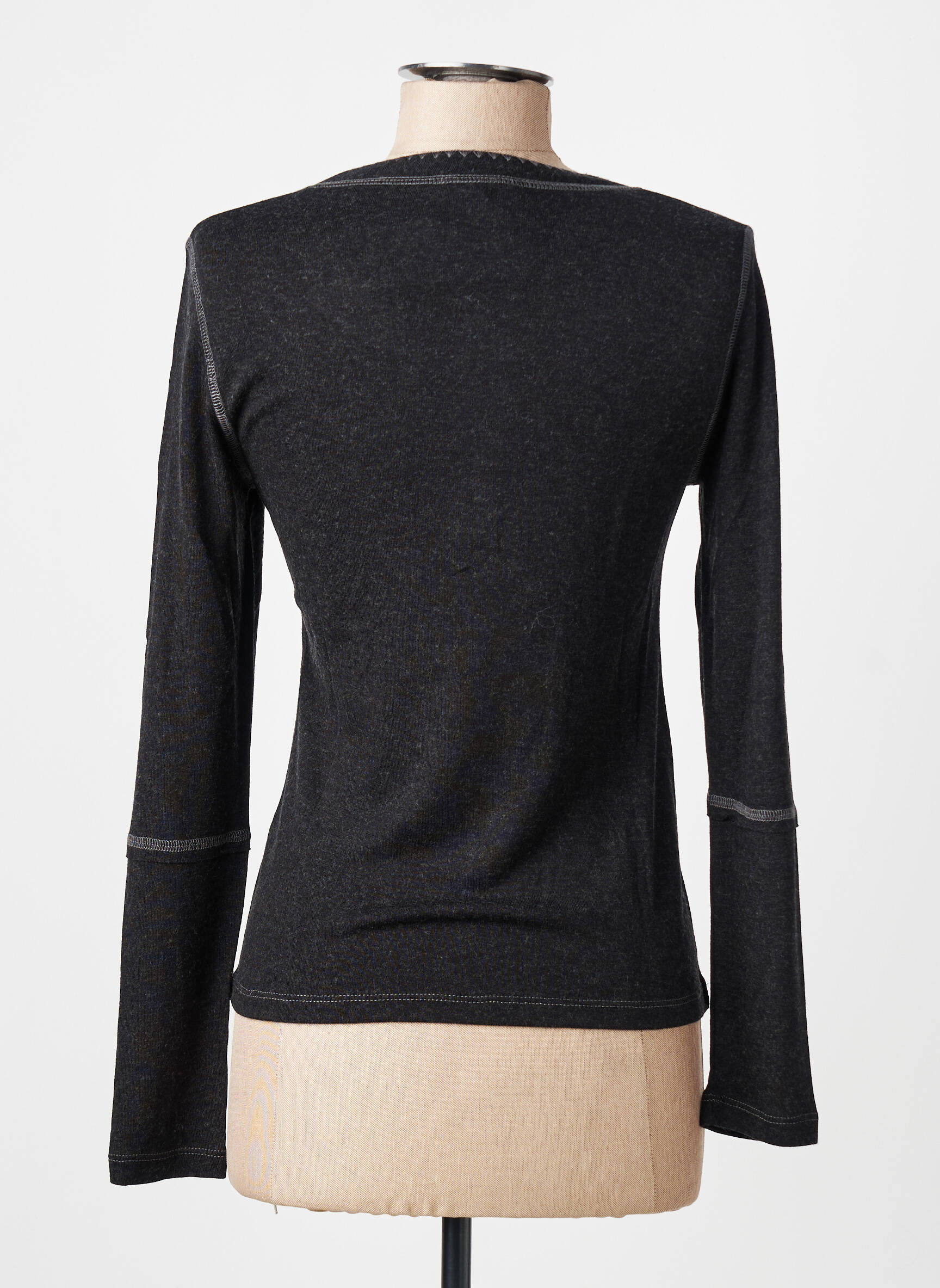 Top elasticitate mâneci lungi gri FINETTE femeie
