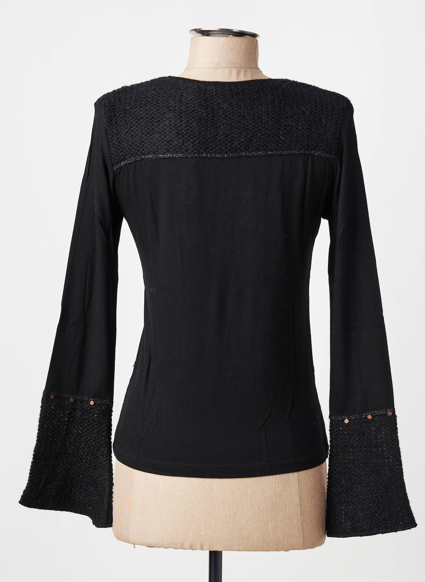 Top elasticitate mâneci lungi negru FINETTE femeie