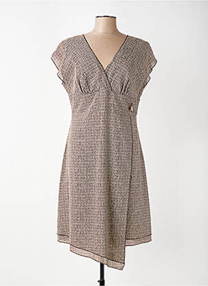Rochie midi mâneci scurte mâneci scurte maro MAE MAHE femeie