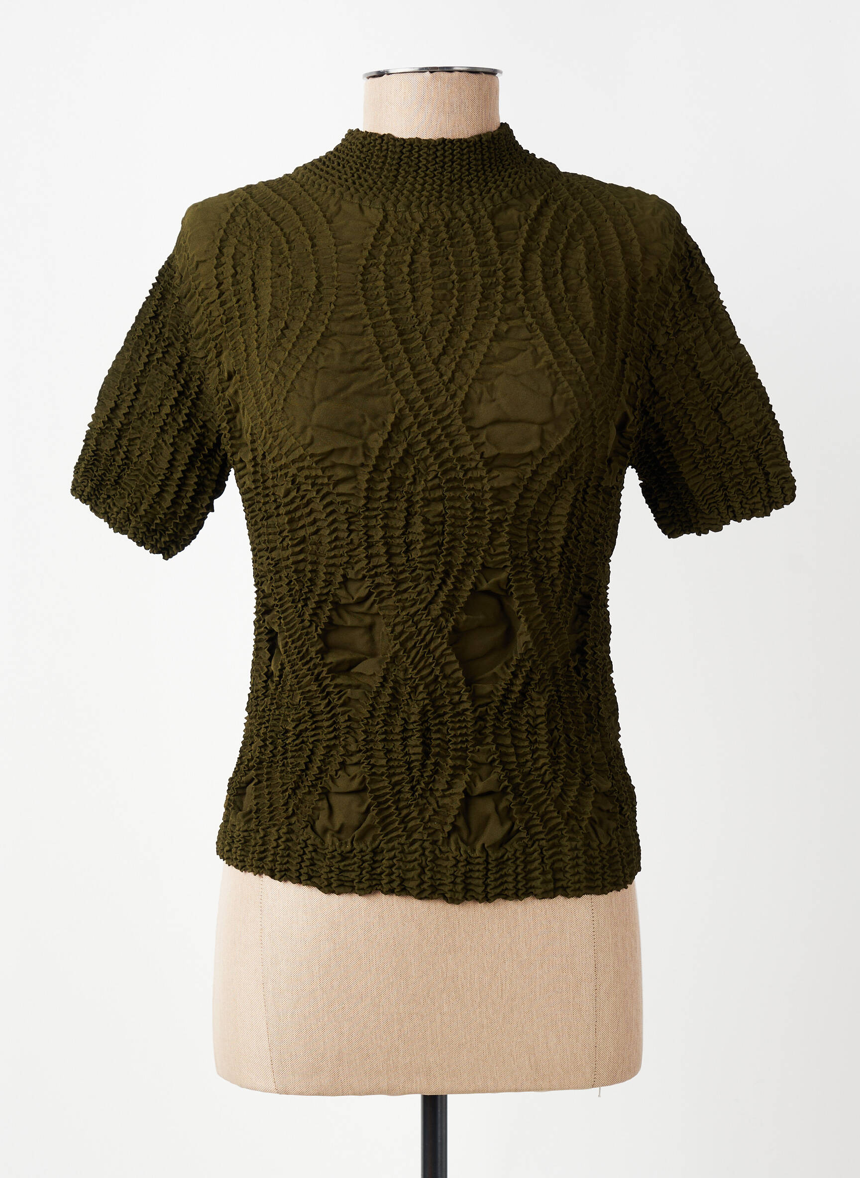 Top țesătură crep mâneci scurte verde KATMAI femeie