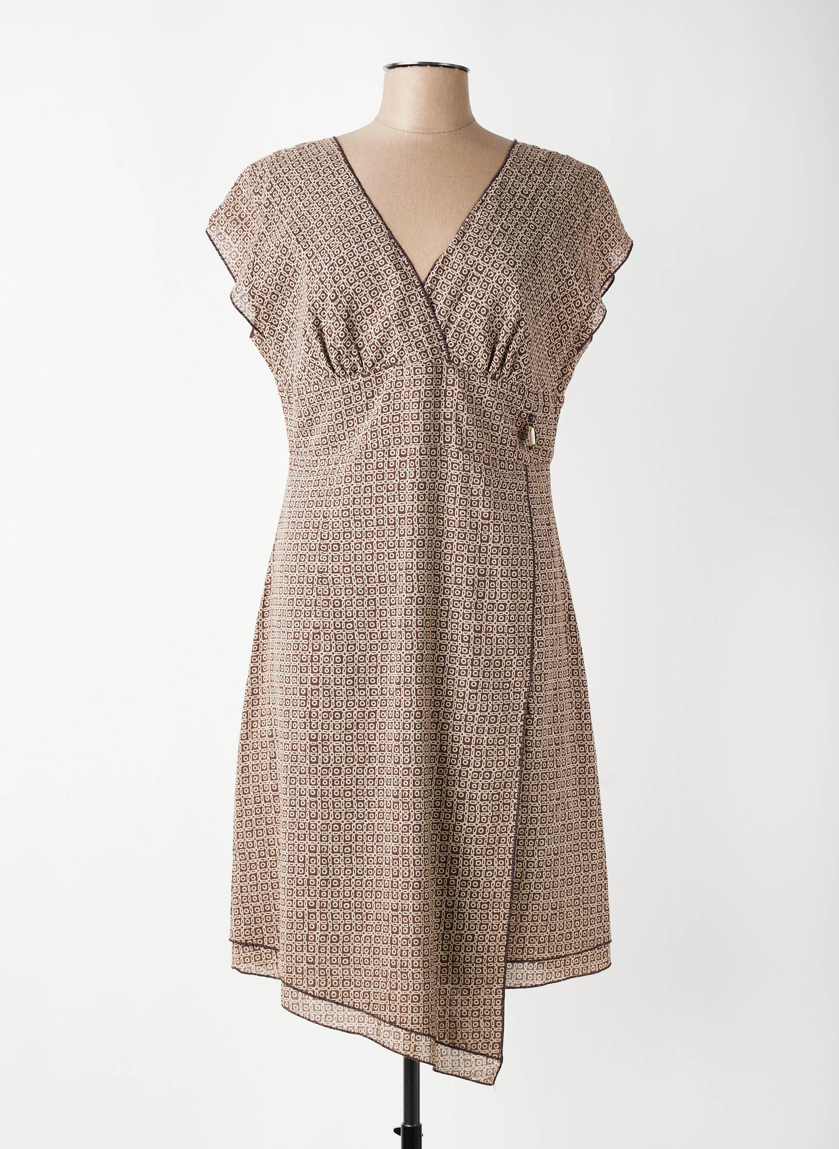 Rochie midi mâneci scurte mâneci scurte maro MAE MAHE femeie