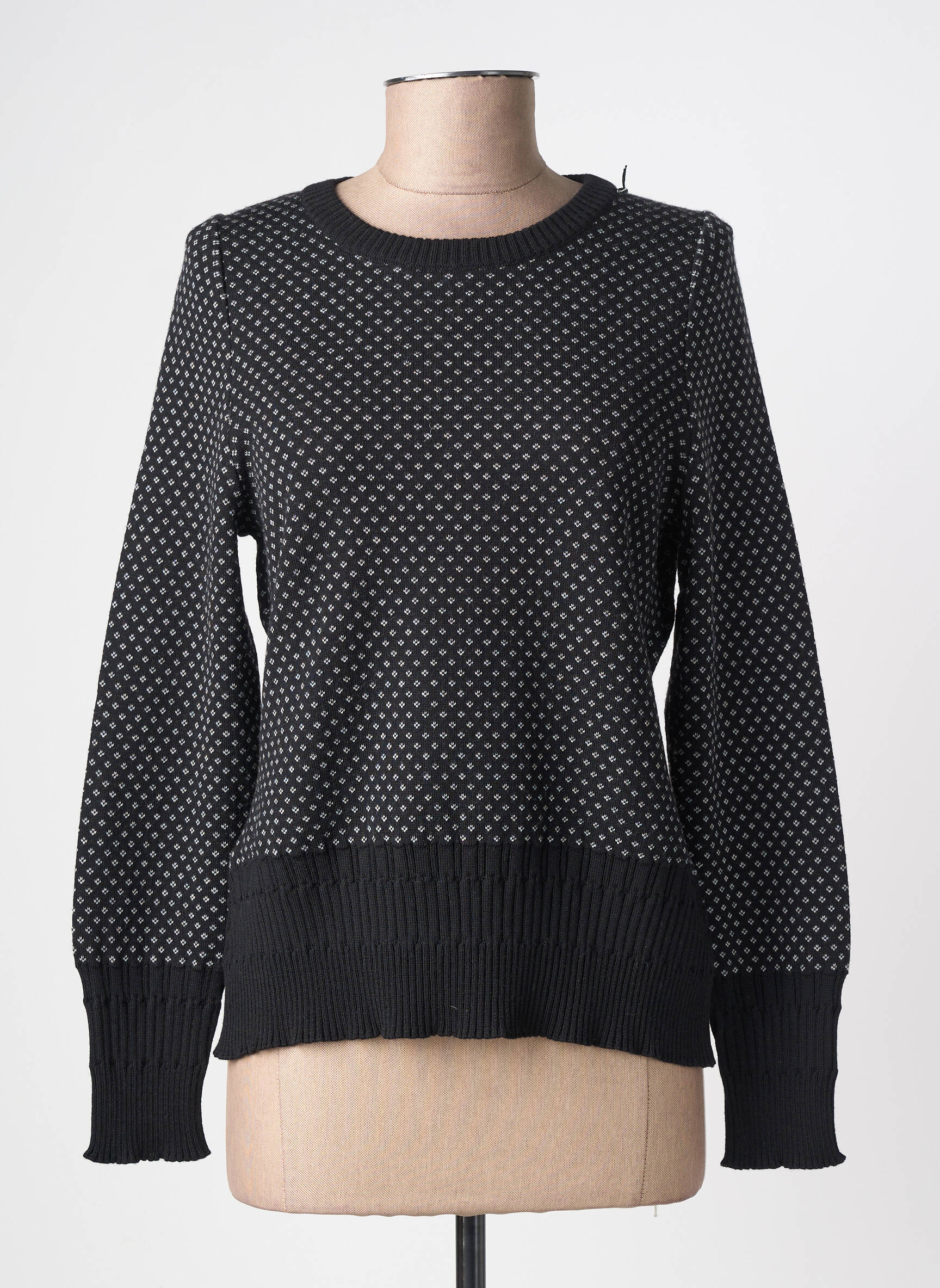 Pulover elasticitate mâneci lungi negru MONTAGUT femeie
