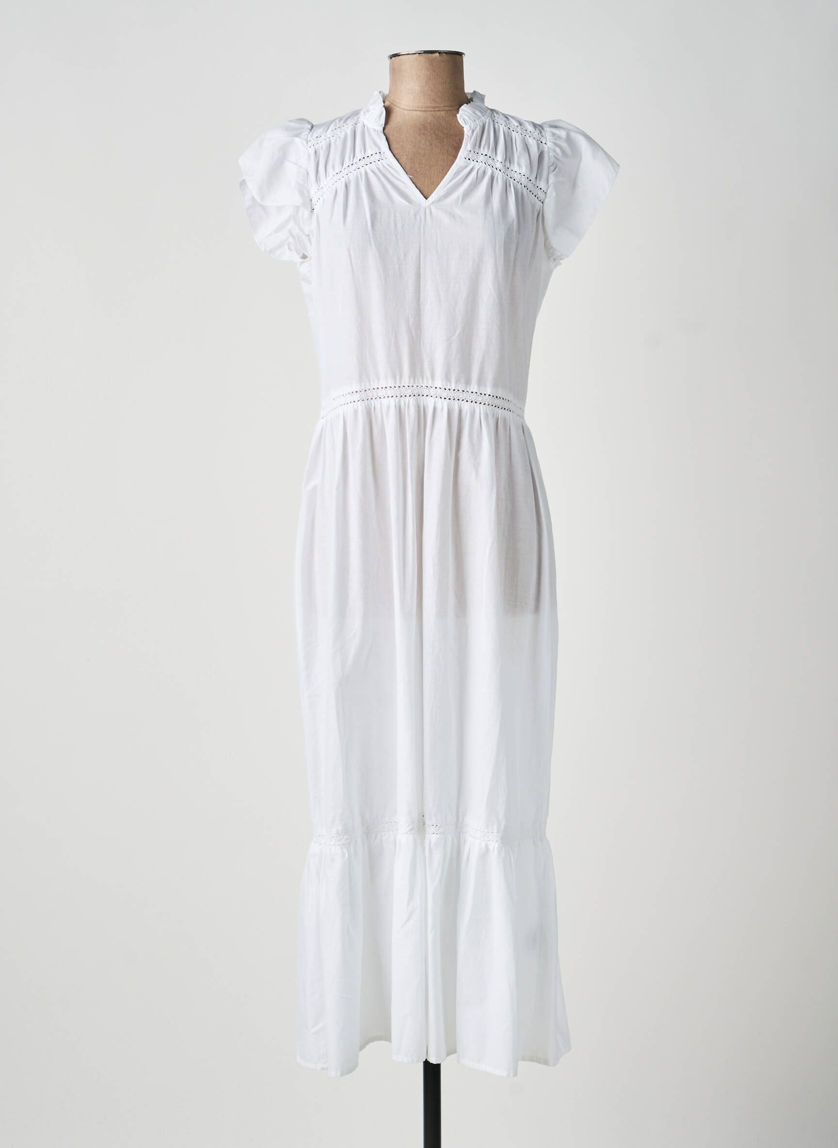 Rochie lungă mâneci scurte mâneci scurte alb SOYACONCEPT femeie
